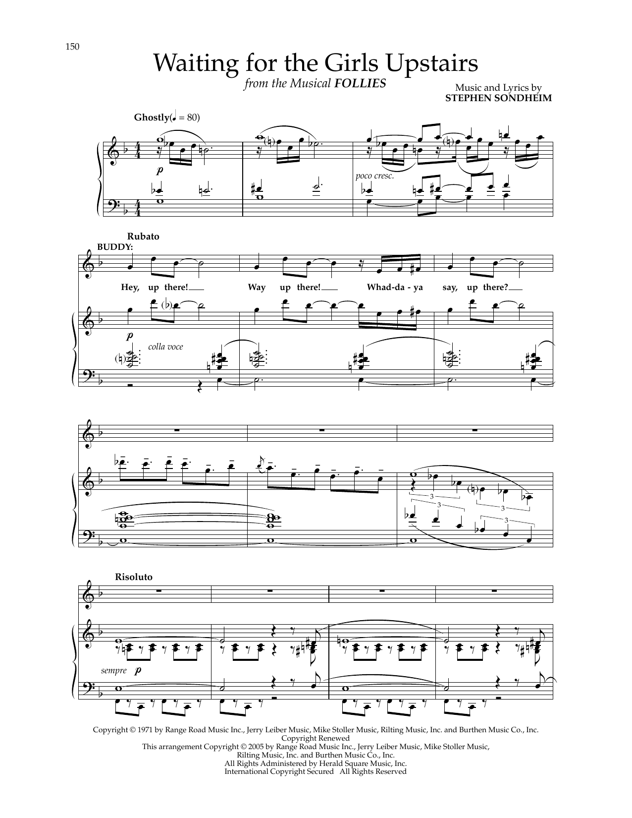 Download Stephen Sondheim Waiting For The Girls Upstairs (from Fo Sheet Music
