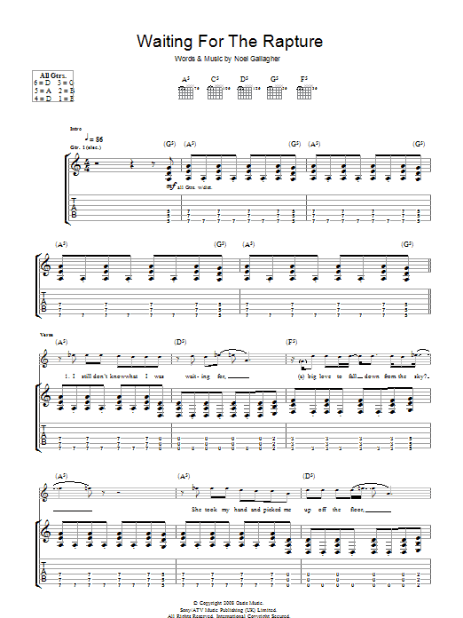 Download Oasis Waiting For The Rapture Sheet Music