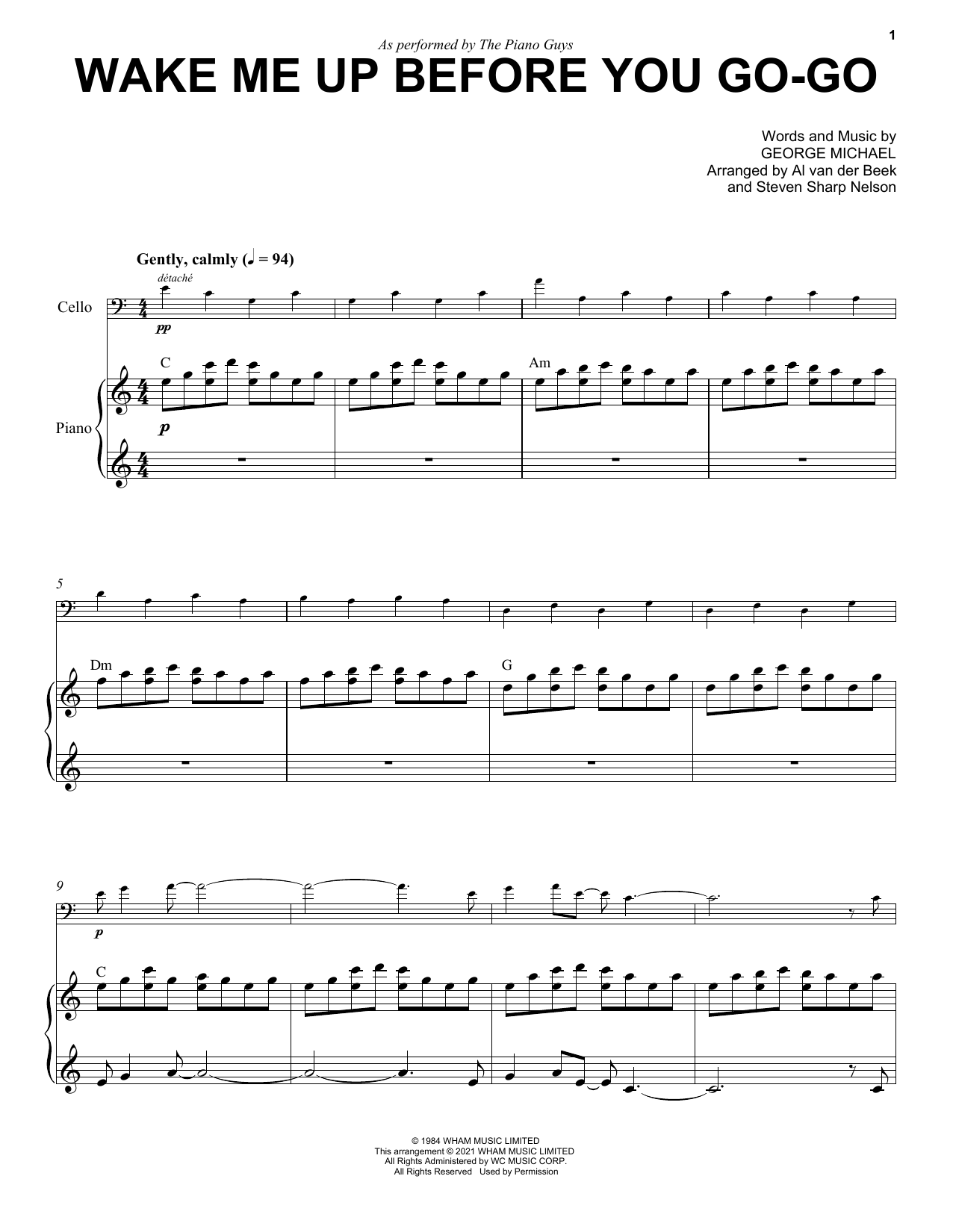 Download The Piano Guys Wake Me Up Before You Go-Go Sheet Music
