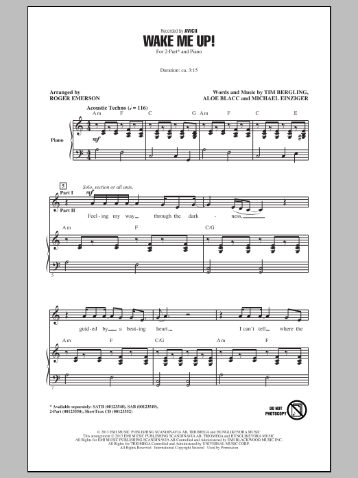 Download Roger Emerson Wake Me Up! Sheet Music