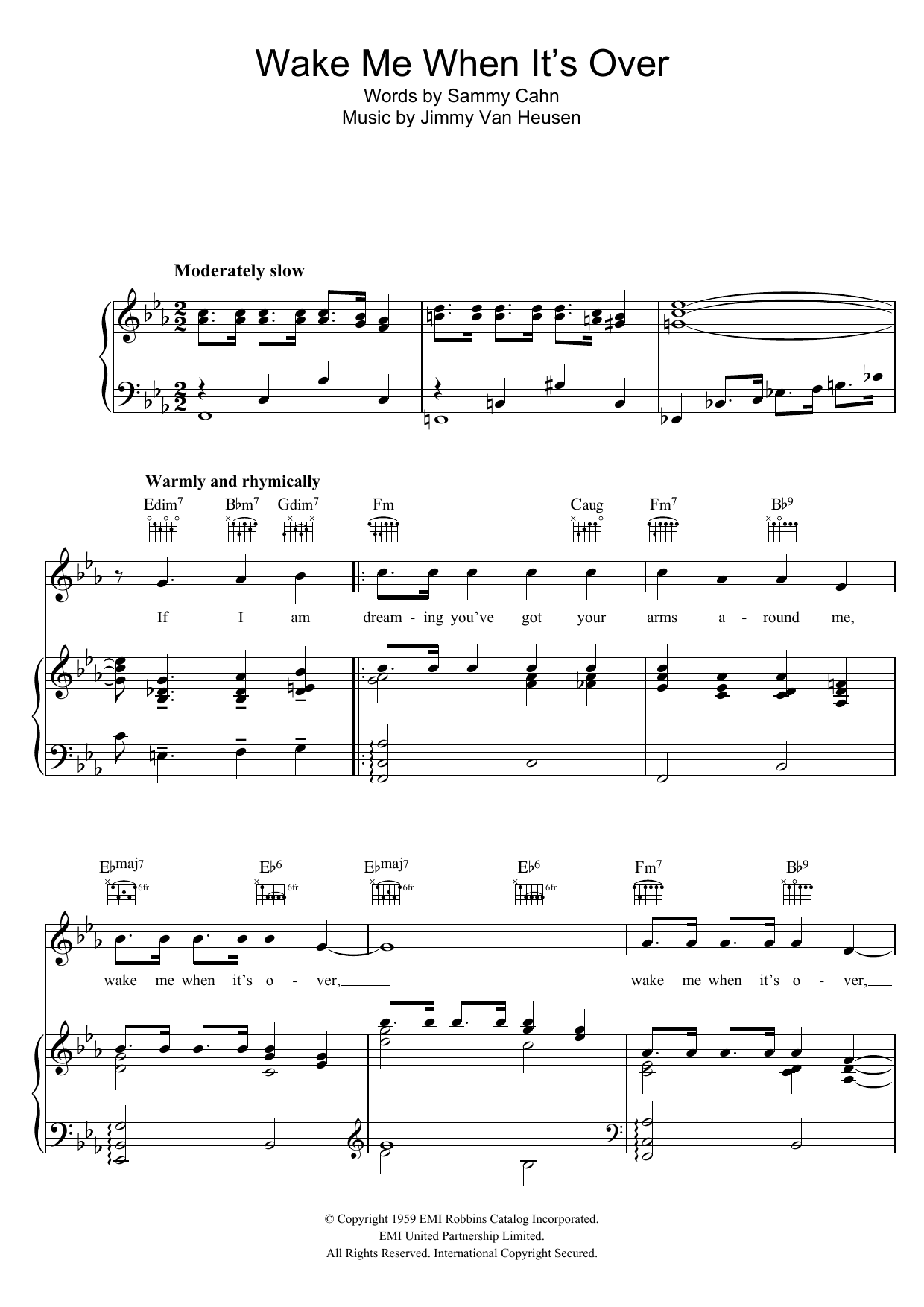 Download Andy Williams Wake Me When It's Over Sheet Music