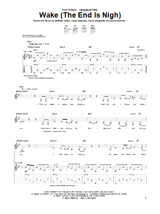 Download Trivium Wake (The End Is Nigh) Sheet Music