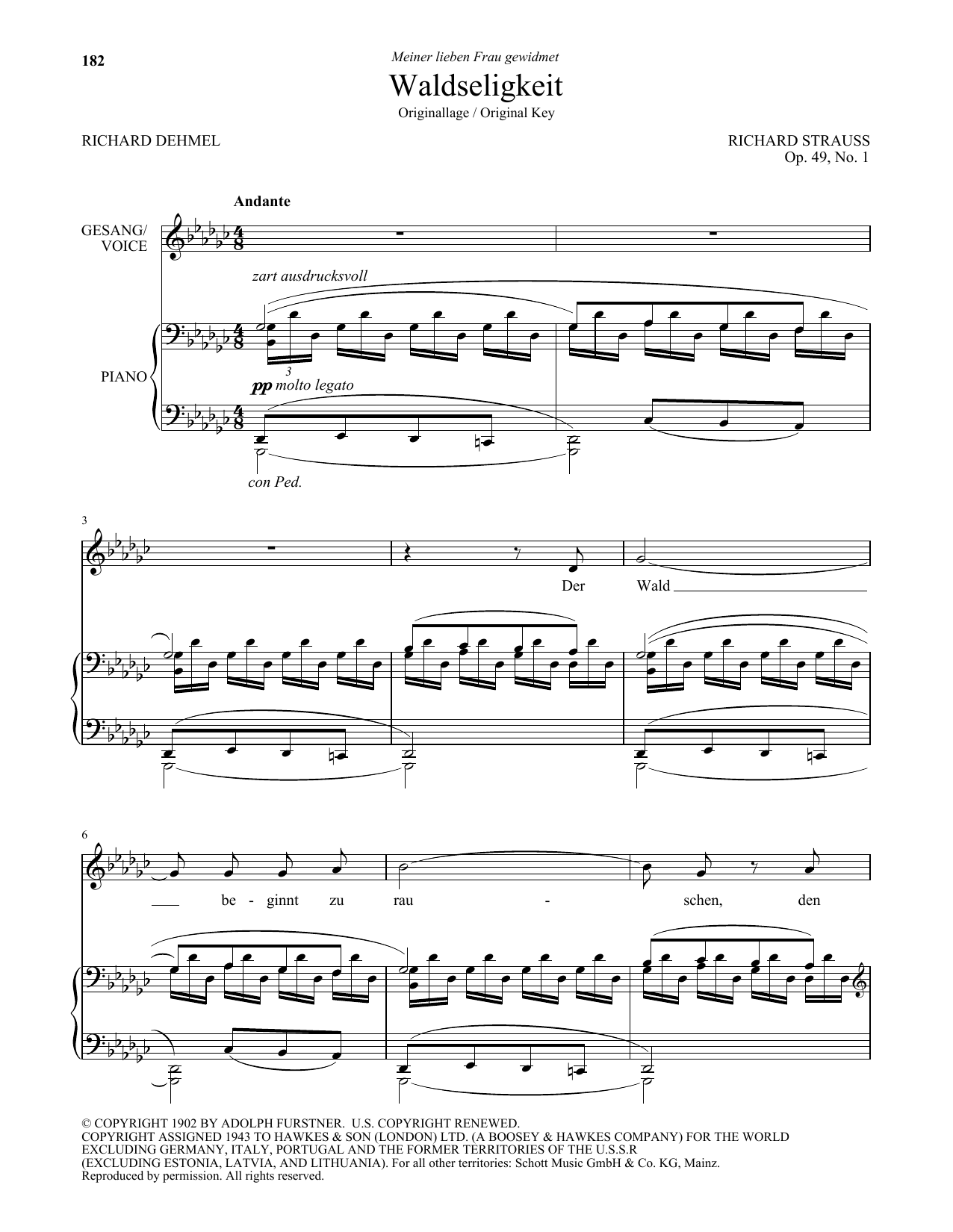 Download Richard Strauss Waldseligkeit (High Voice) Sheet Music