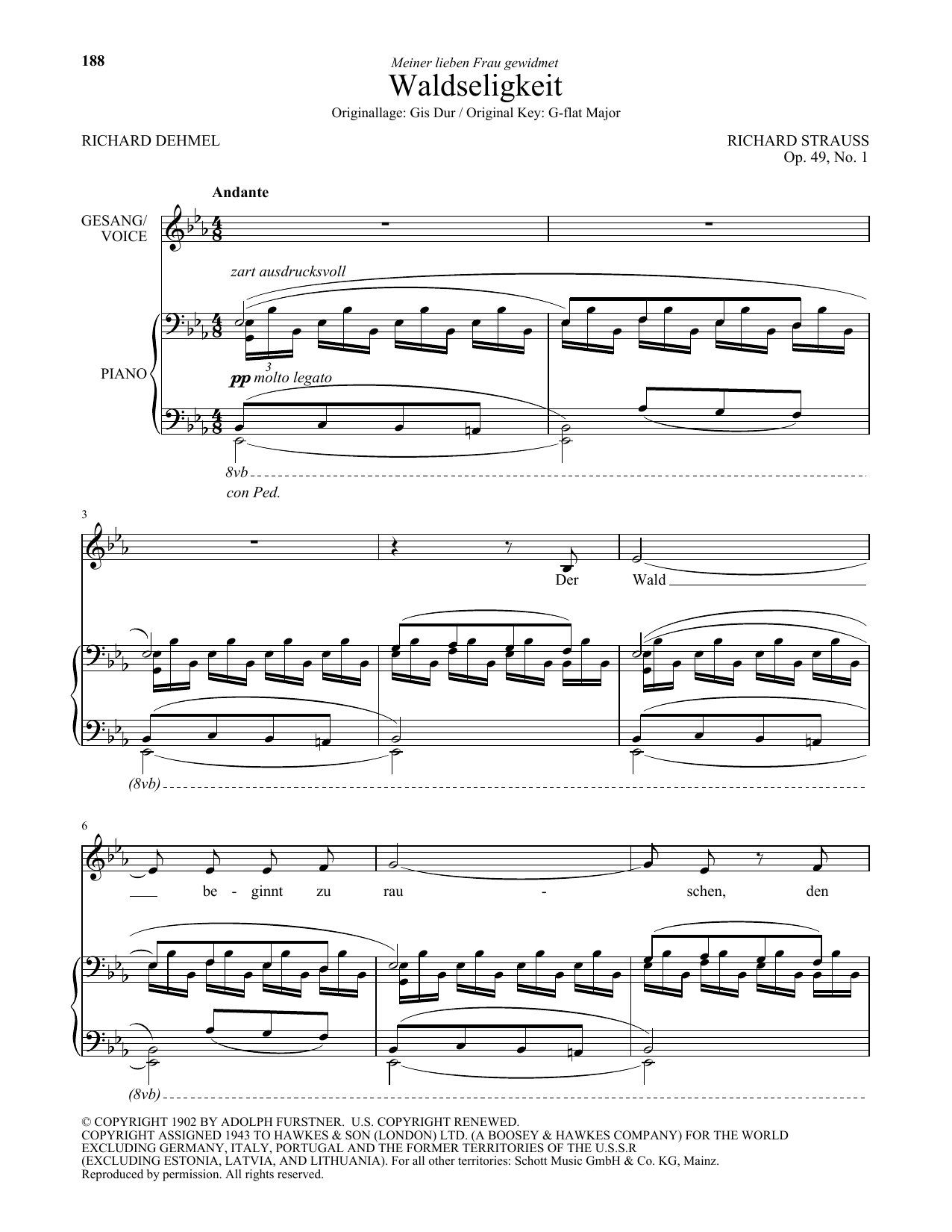 Download Richard Strauss Waldseligkeit (Low Voice) Sheet Music