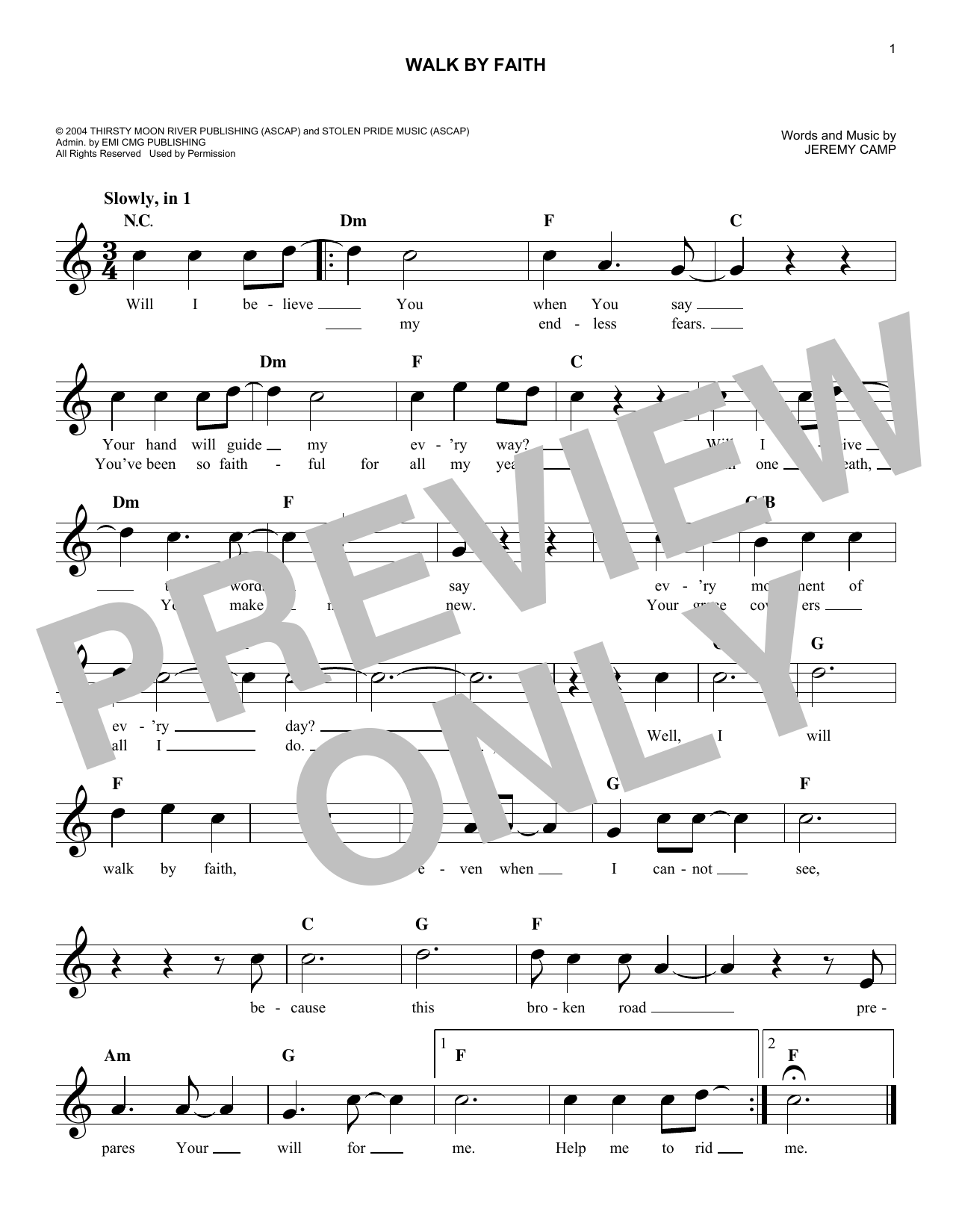 Download Jeremy Camp Walk By Faith Sheet Music