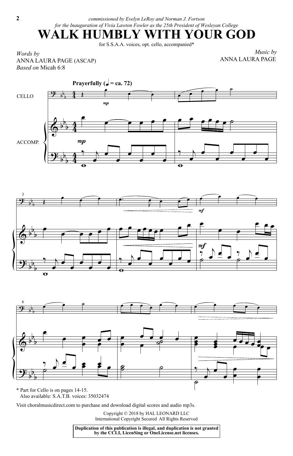 Download Anna Laura Page Walk Humbly With Your God Sheet Music