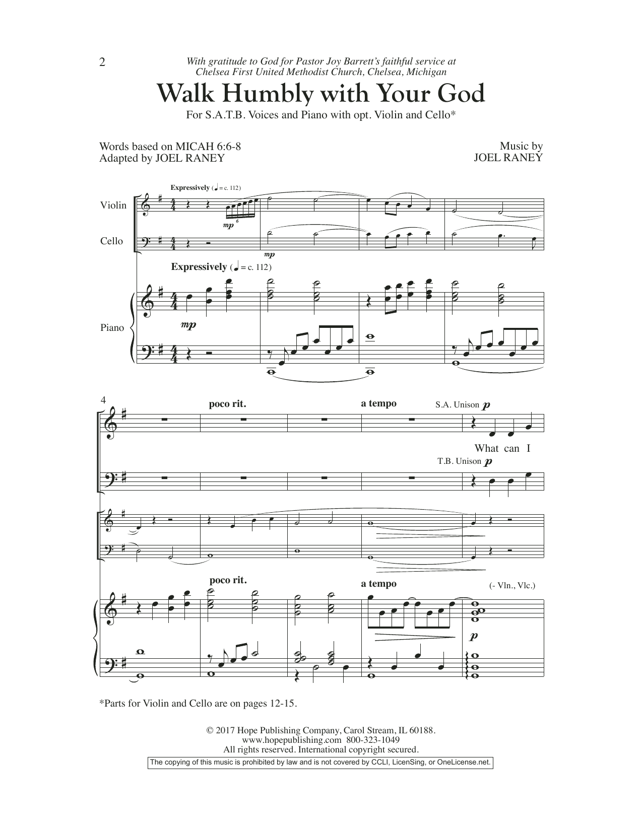 Download Joel Raney Walk Humbly With Your God Sheet Music