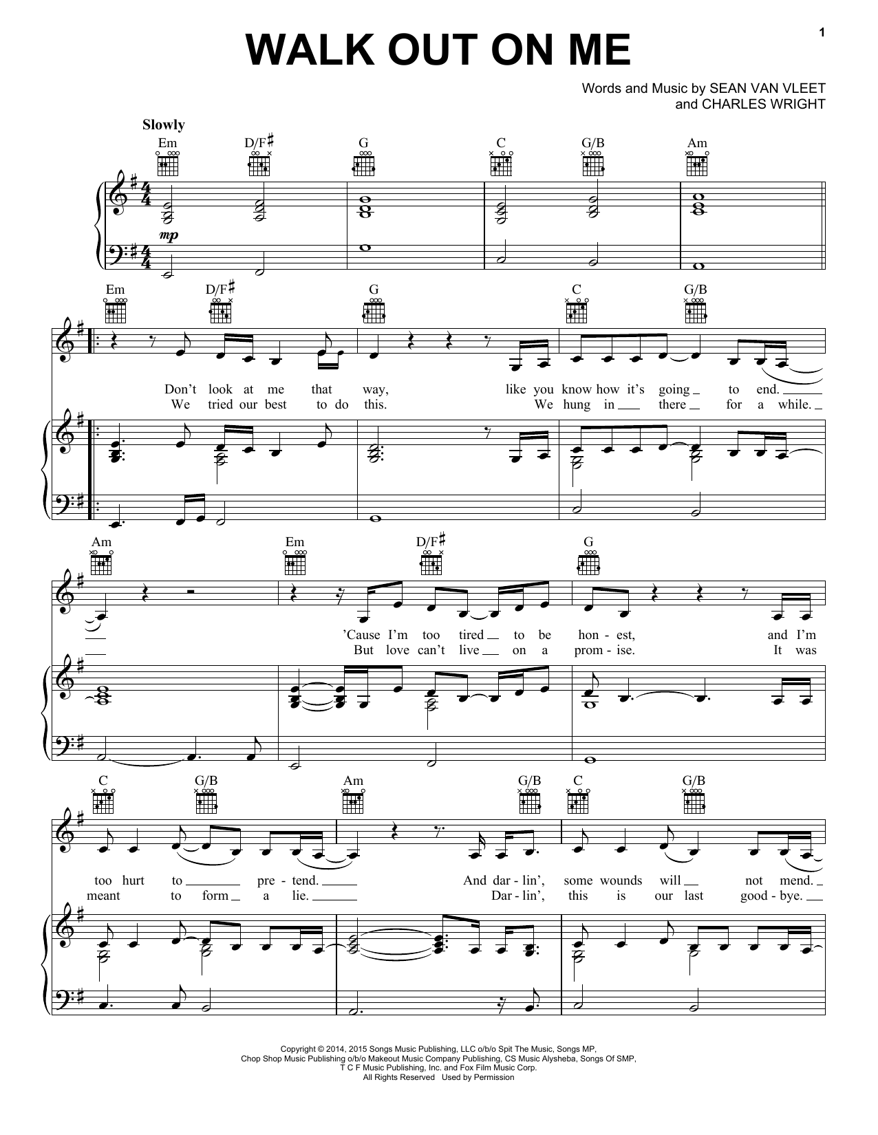 Download Elle Dallas featuring Courtney Love Walk Out On Me Sheet Music