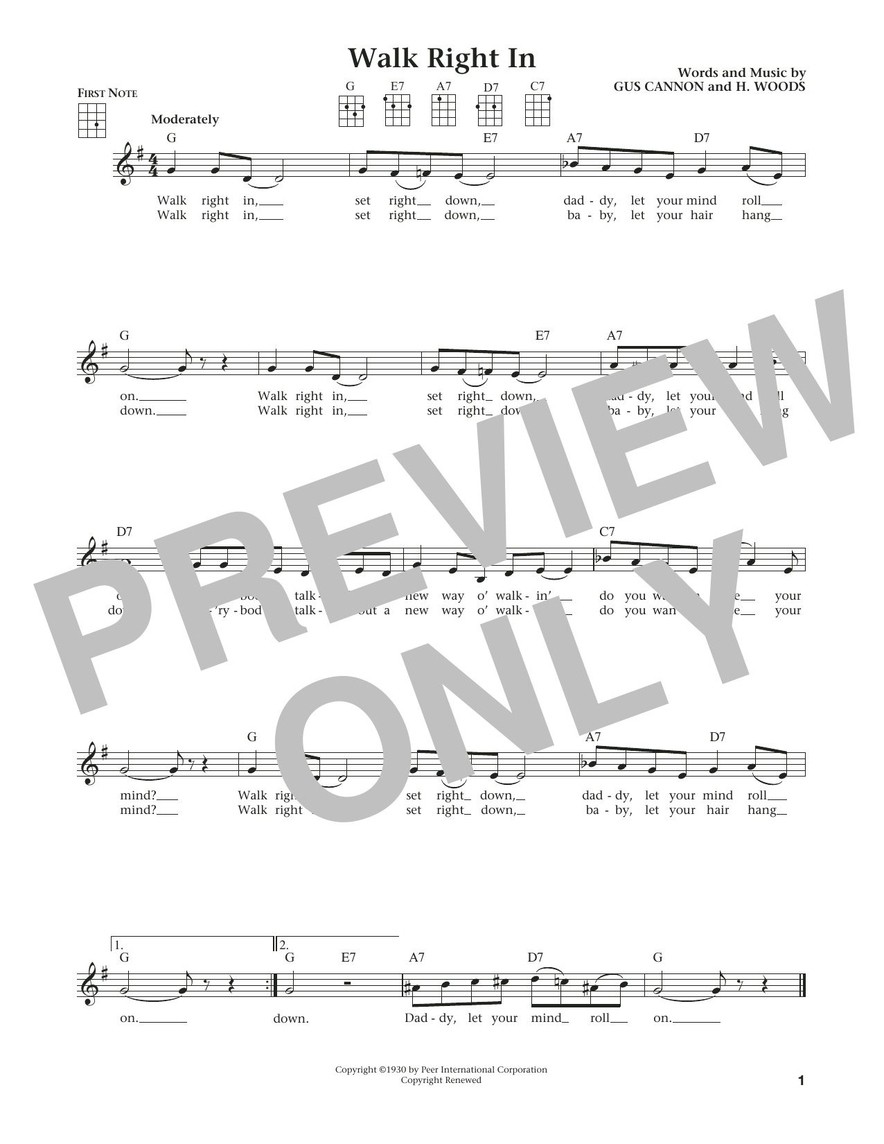 Download The Rooftop Singers Walk Right In (from The Daily Ukulele) Sheet Music