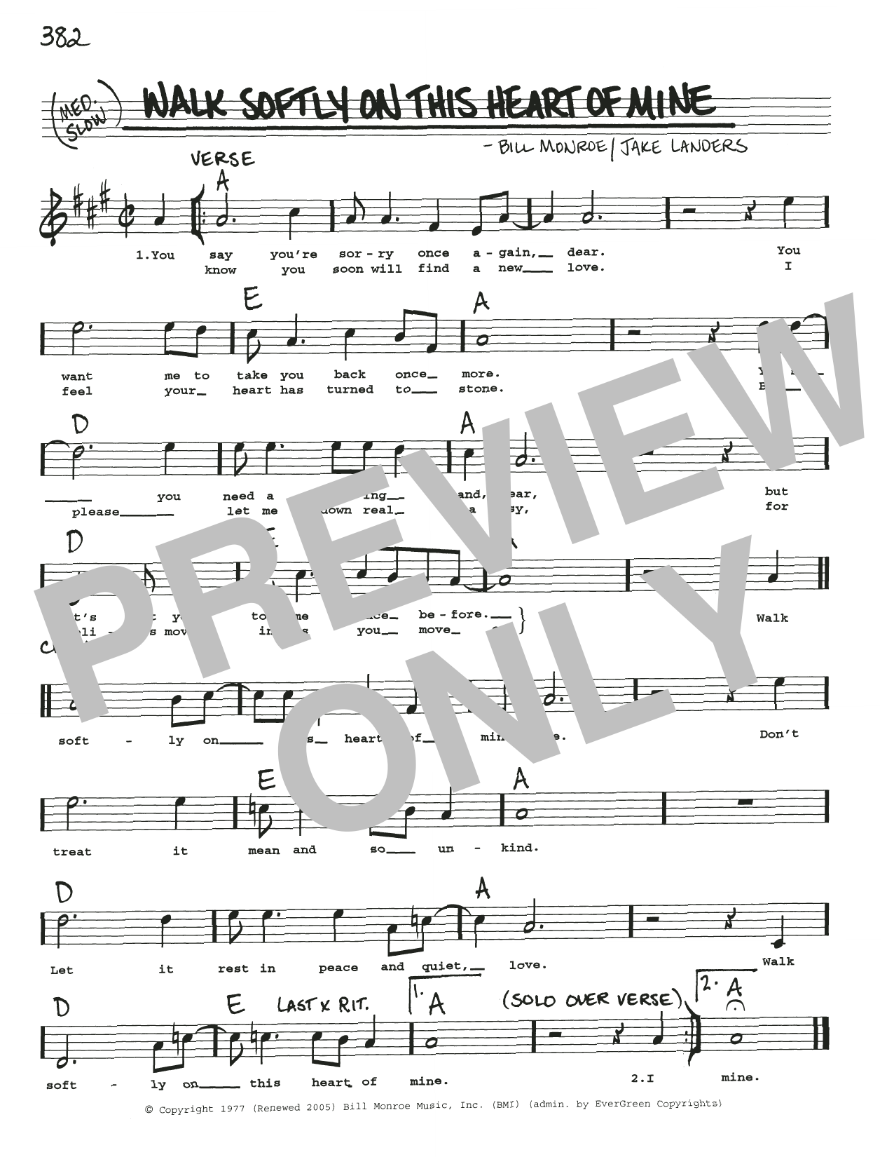 Download Bill Monroe Walk Softly On This Heart Of Mine Sheet Music