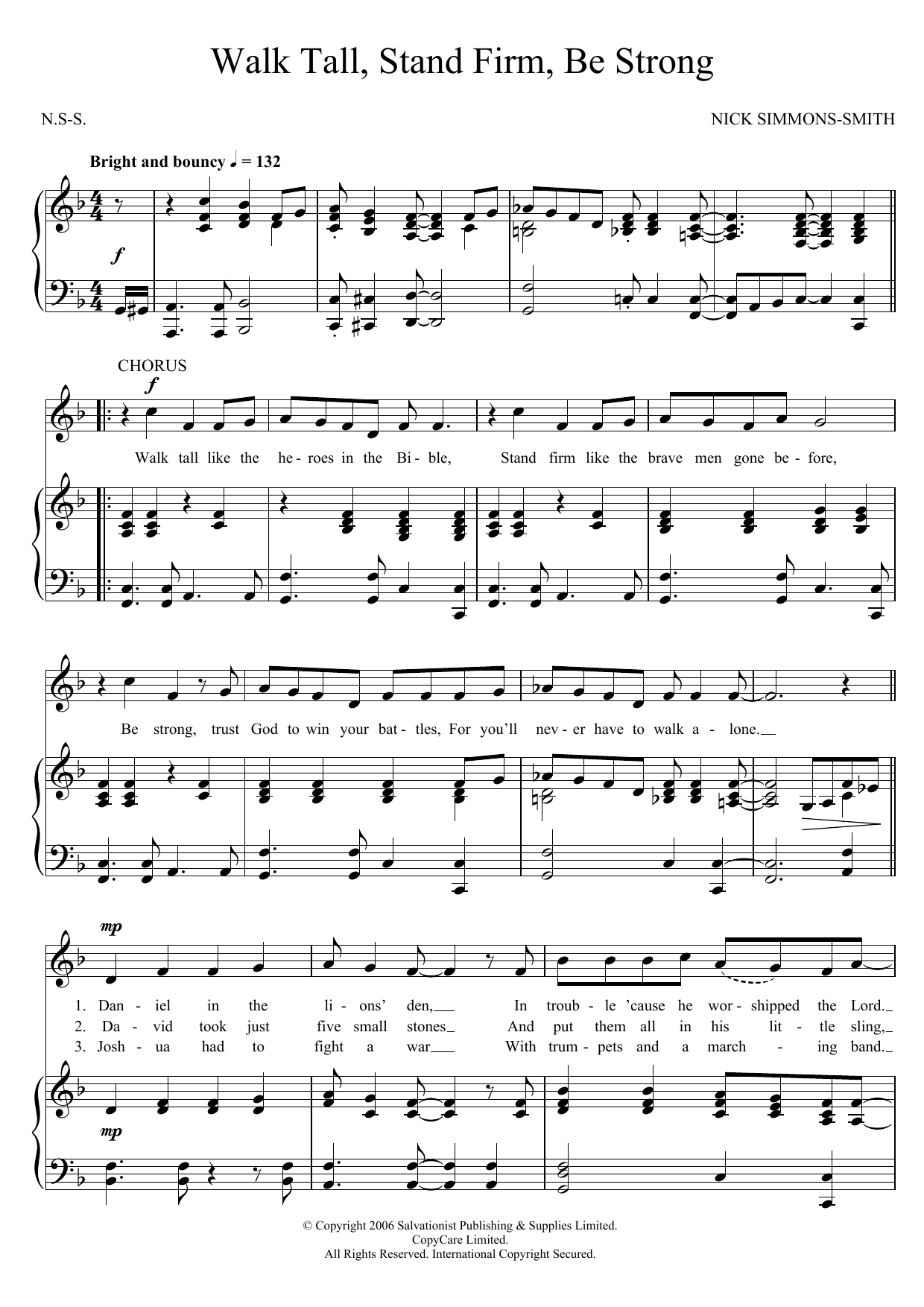 Download The Salvation Army Walk Tall, Stand Firm, Be Strong Sheet Music
