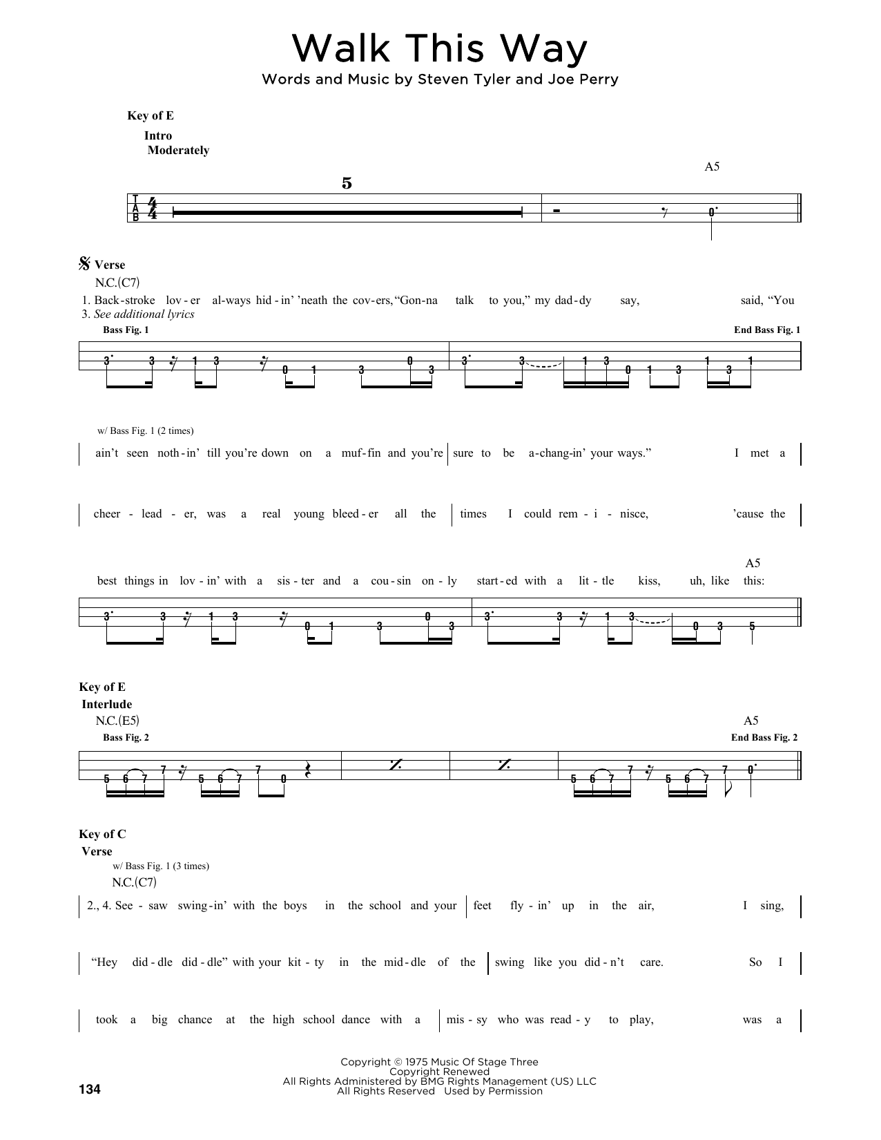 Aerosmith Walk This Way sheet music notes printable PDF score