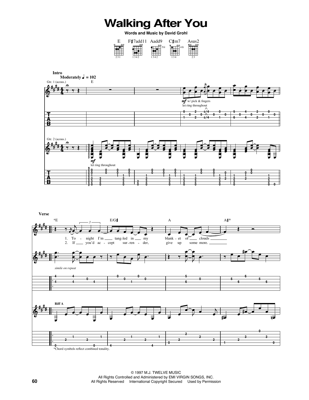 Download Foo Fighters Walking After You Sheet Music