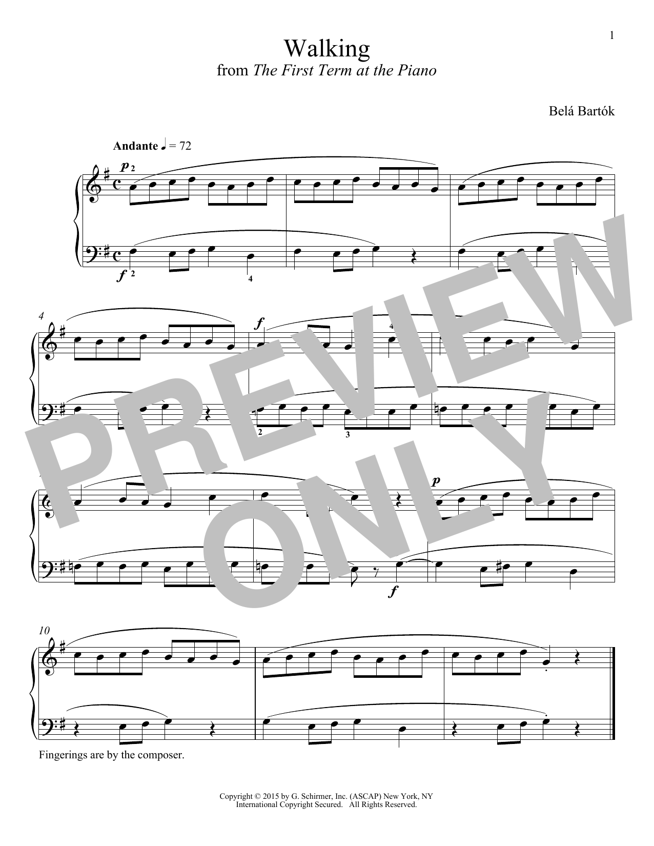 Download Bela Bartok Walking Sheet Music