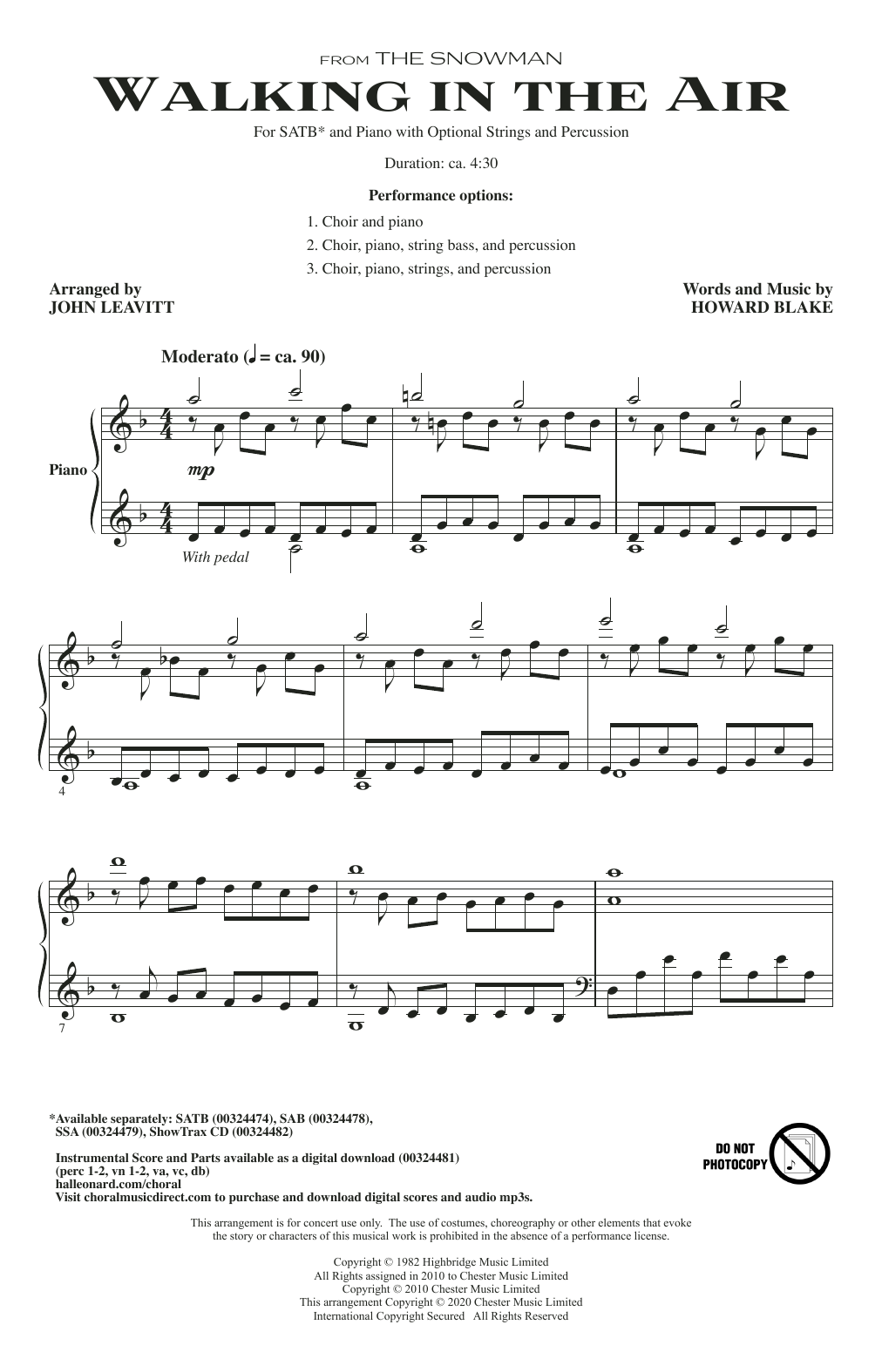Download Howard Blake Walking In The Air (from The Snowman) ( Sheet Music