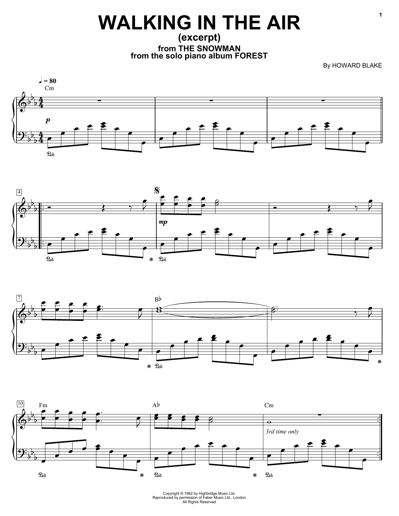 Download George Winston Walking In The Air Sheet Music