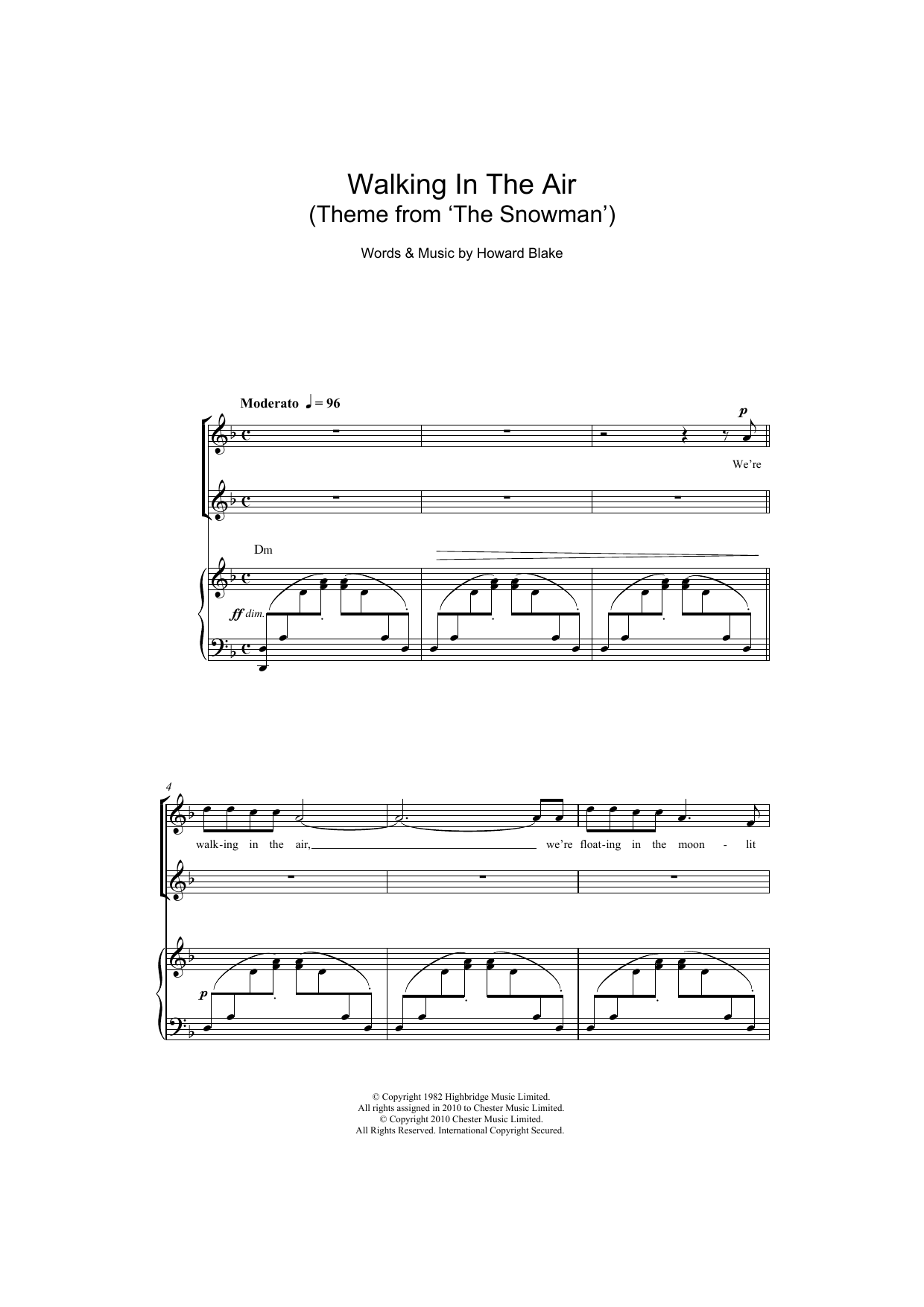 Download Howard Blake Walking In The Air (theme from The Snow Sheet Music