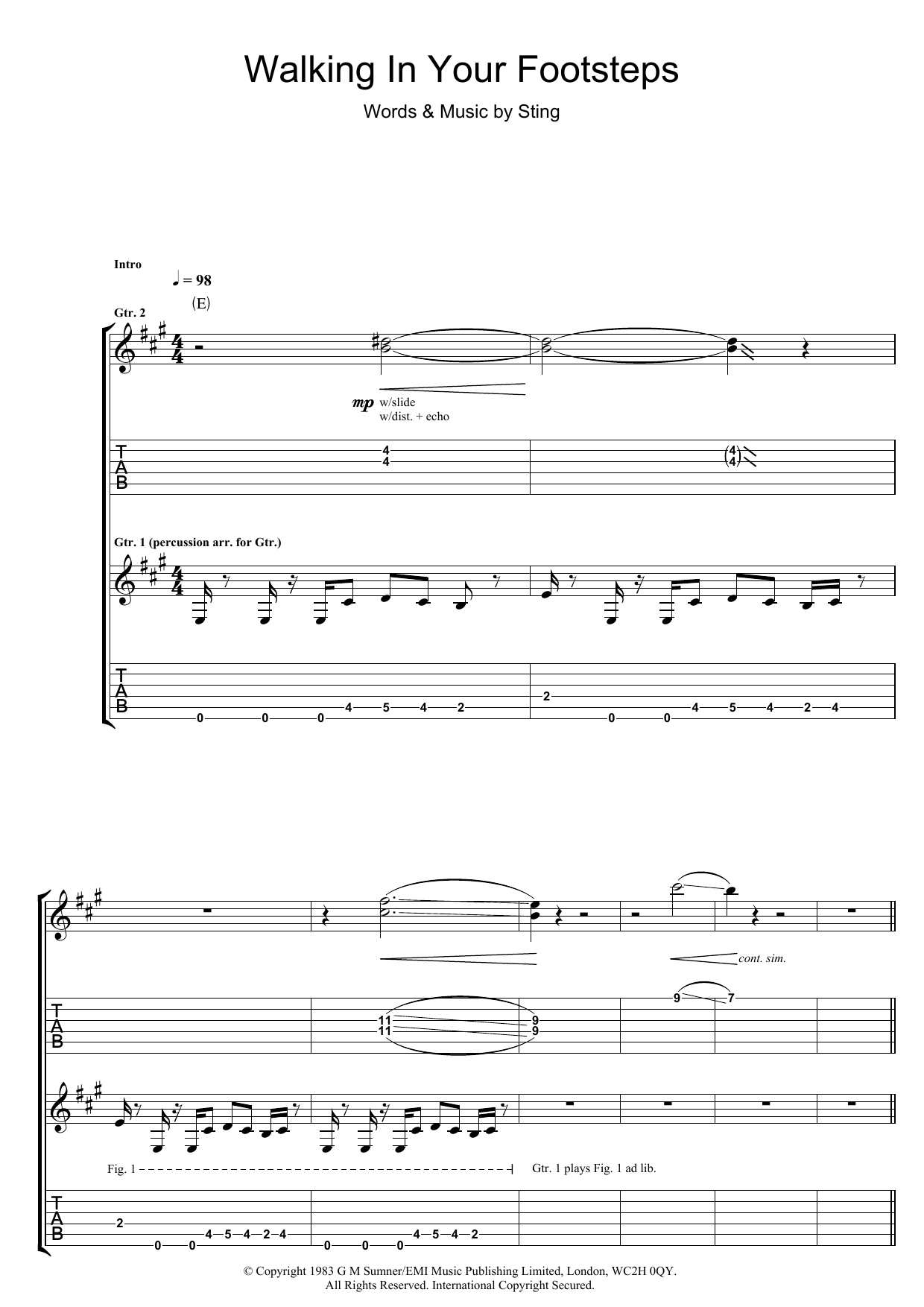 Download The Police Walking In Your Footsteps Sheet Music