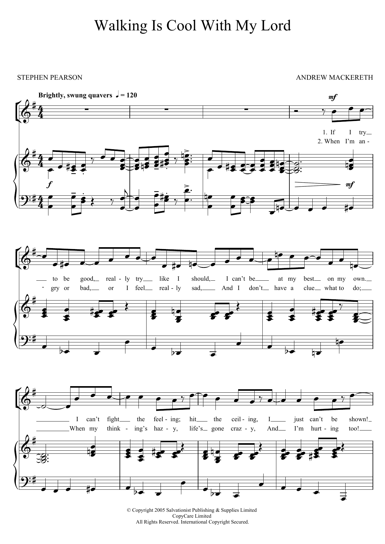 Download The Salvation Army Walking Is Cool With My Lord Sheet Music