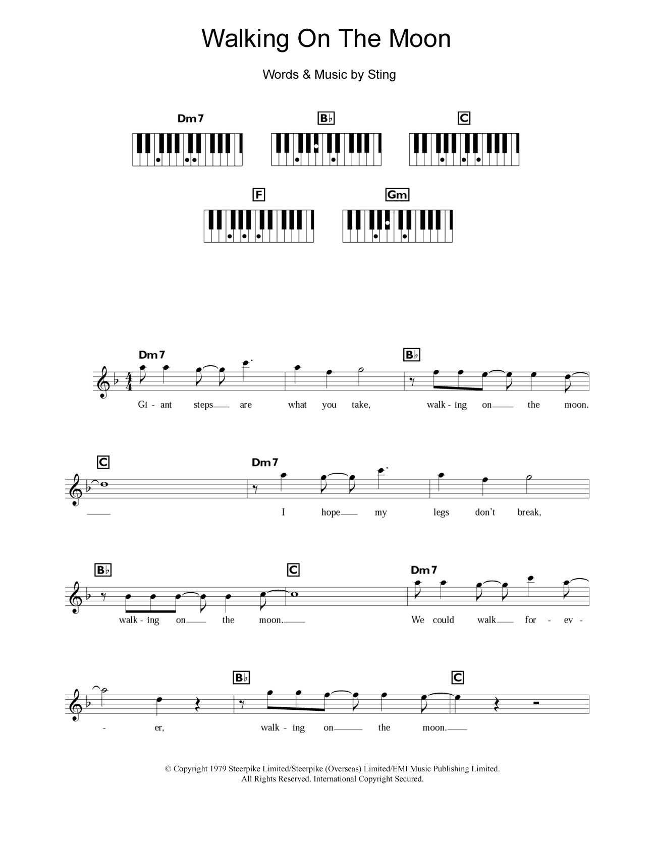 Download The Police Walking On The Moon Sheet Music