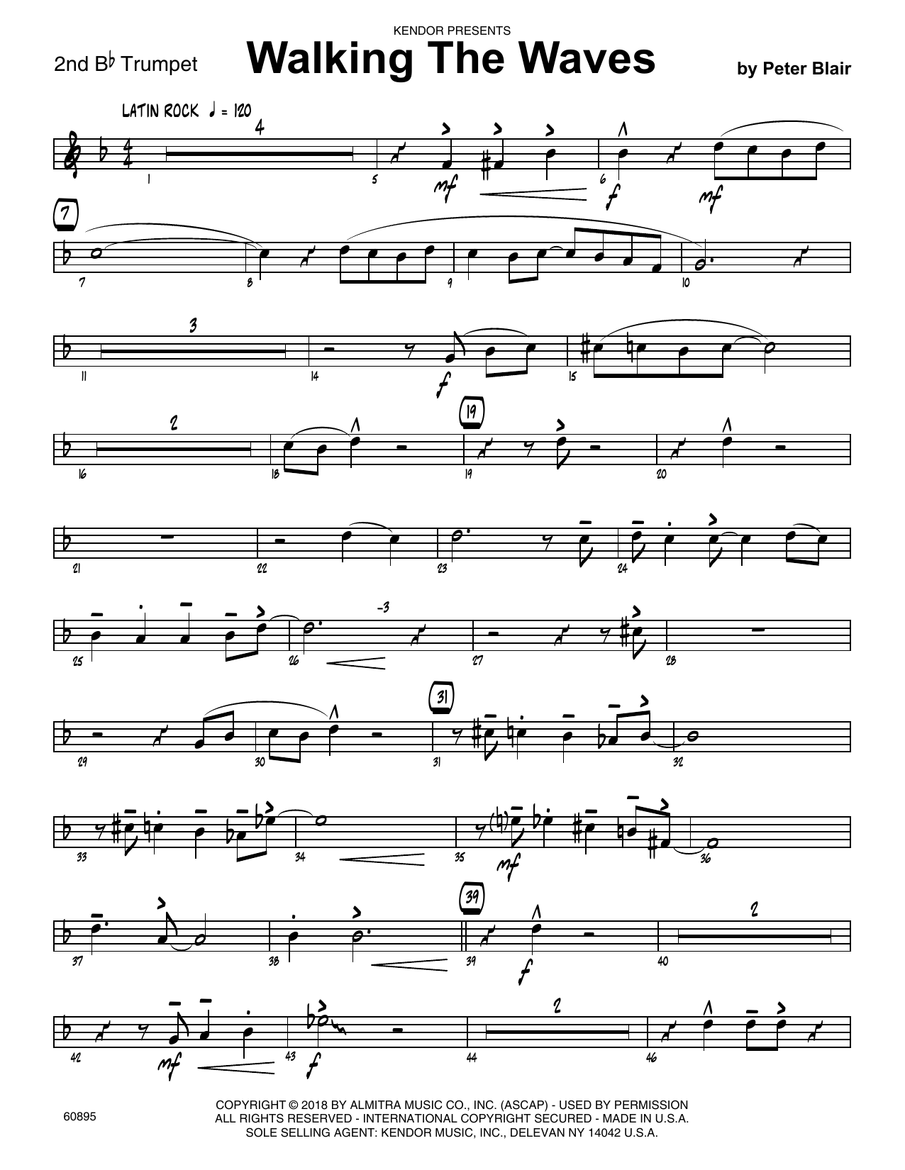 Download Peter Blair Walking The Waves - 2nd Bb Trumpet Sheet Music