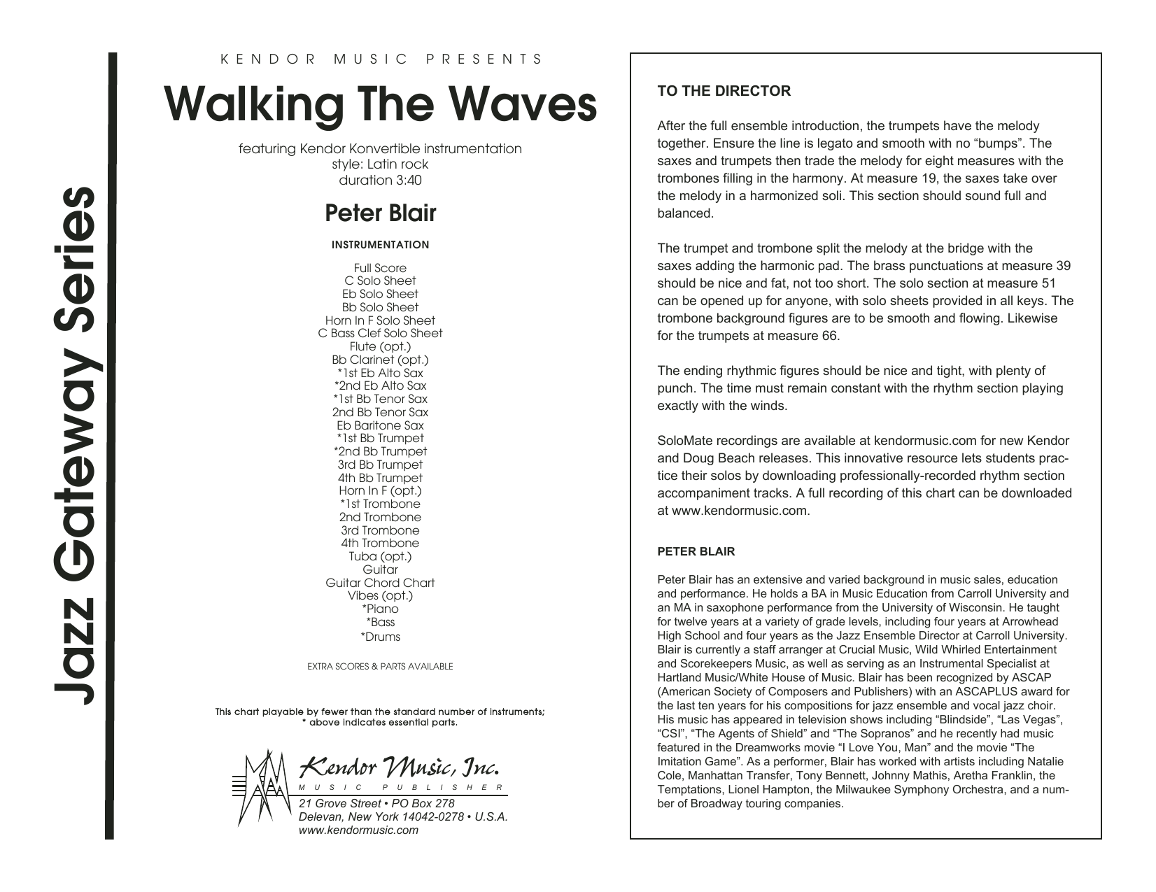 Download Peter Blair Walking The Waves - Full Score Sheet Music
