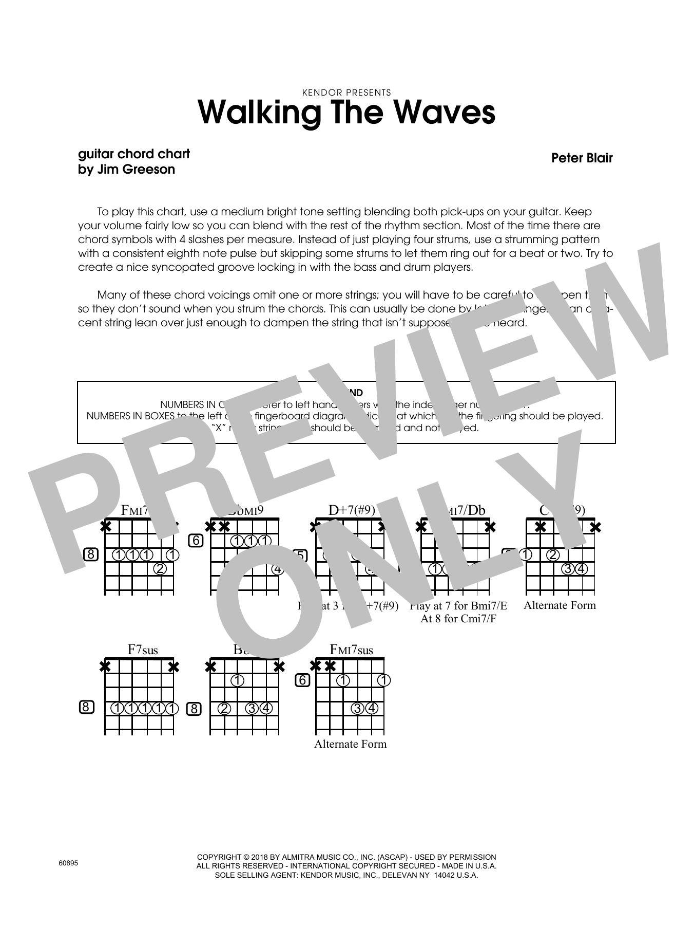 Download Peter Blair Walking The Waves - Guitar Chord Chart Sheet Music