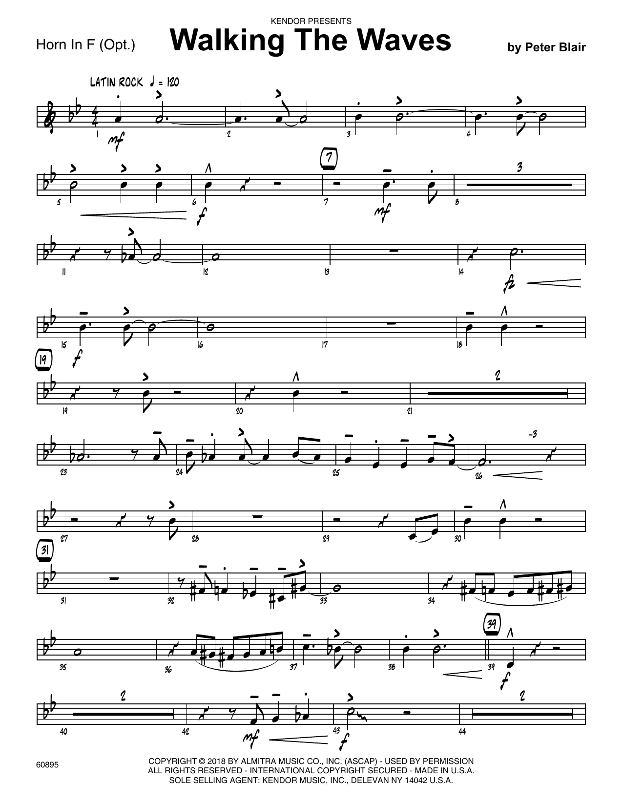 Download Peter Blair Walking The Waves - Horn in F Sheet Music