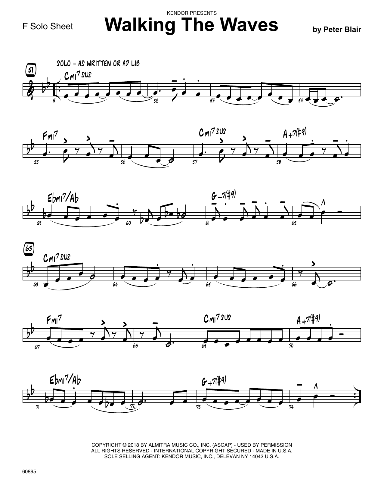 Download Peter Blair Walking The Waves - Solo Sheet for F In Sheet Music