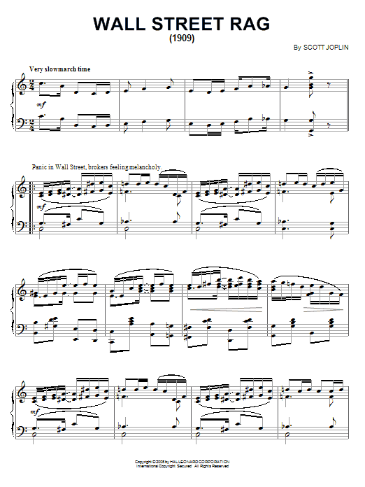 Download Scott Joplin Wall Street Rag (1909) Sheet Music