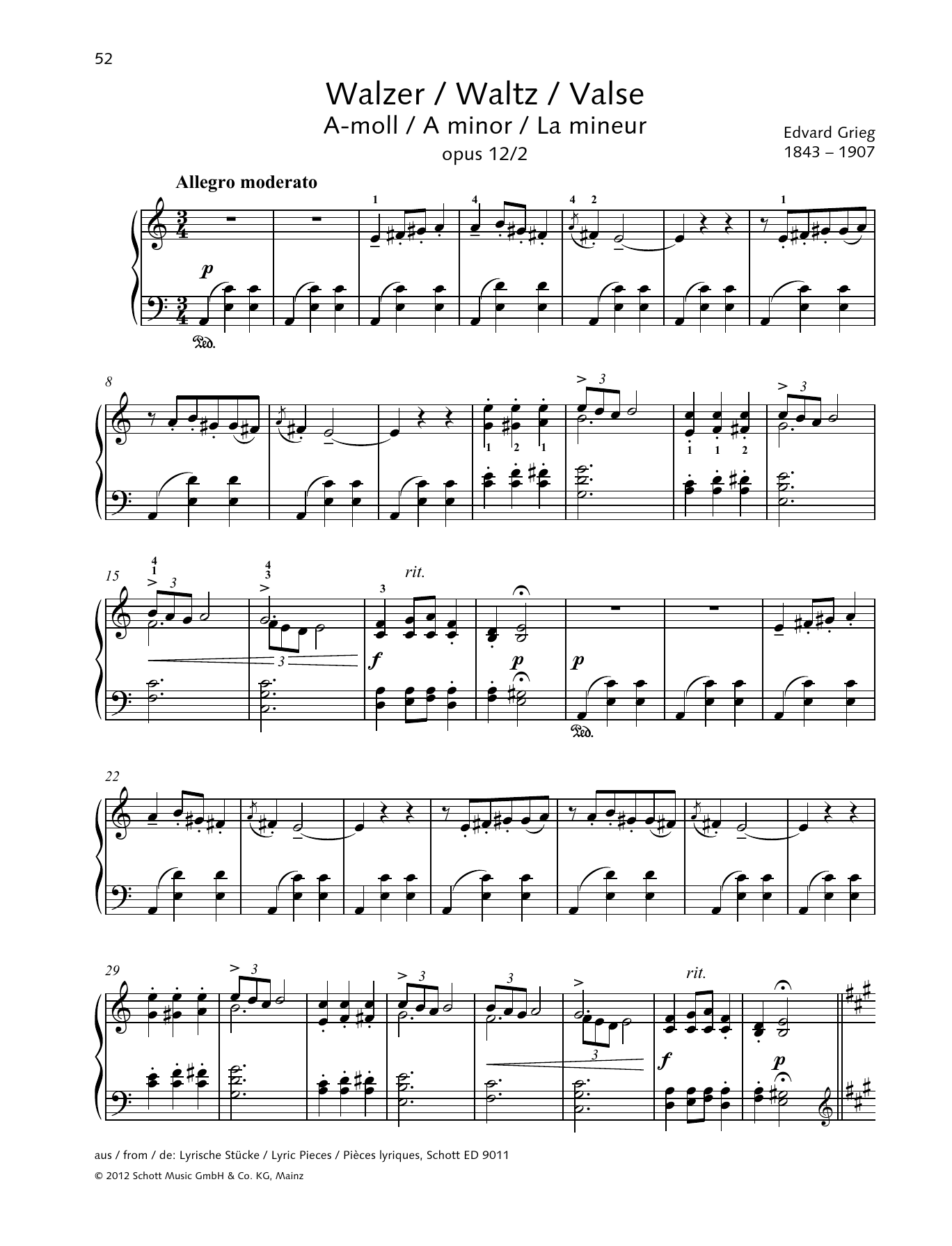 Download Edvard Grieg Waltz A minor Sheet Music