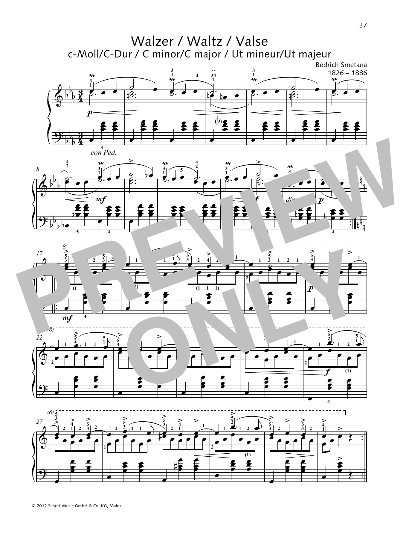 Download Bedrich Smetana Waltz C minor/C major Sheet Music
