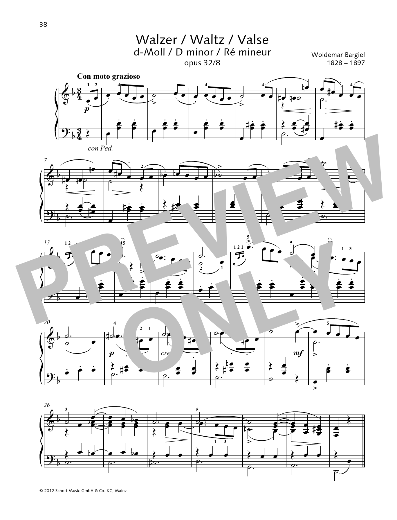 Download Woldemar Bargiel Waltz D minor Sheet Music