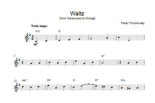 Download Pyotr Ilyich Tchaikovsky Waltz (from Serenade for Strings In C, Sheet Music