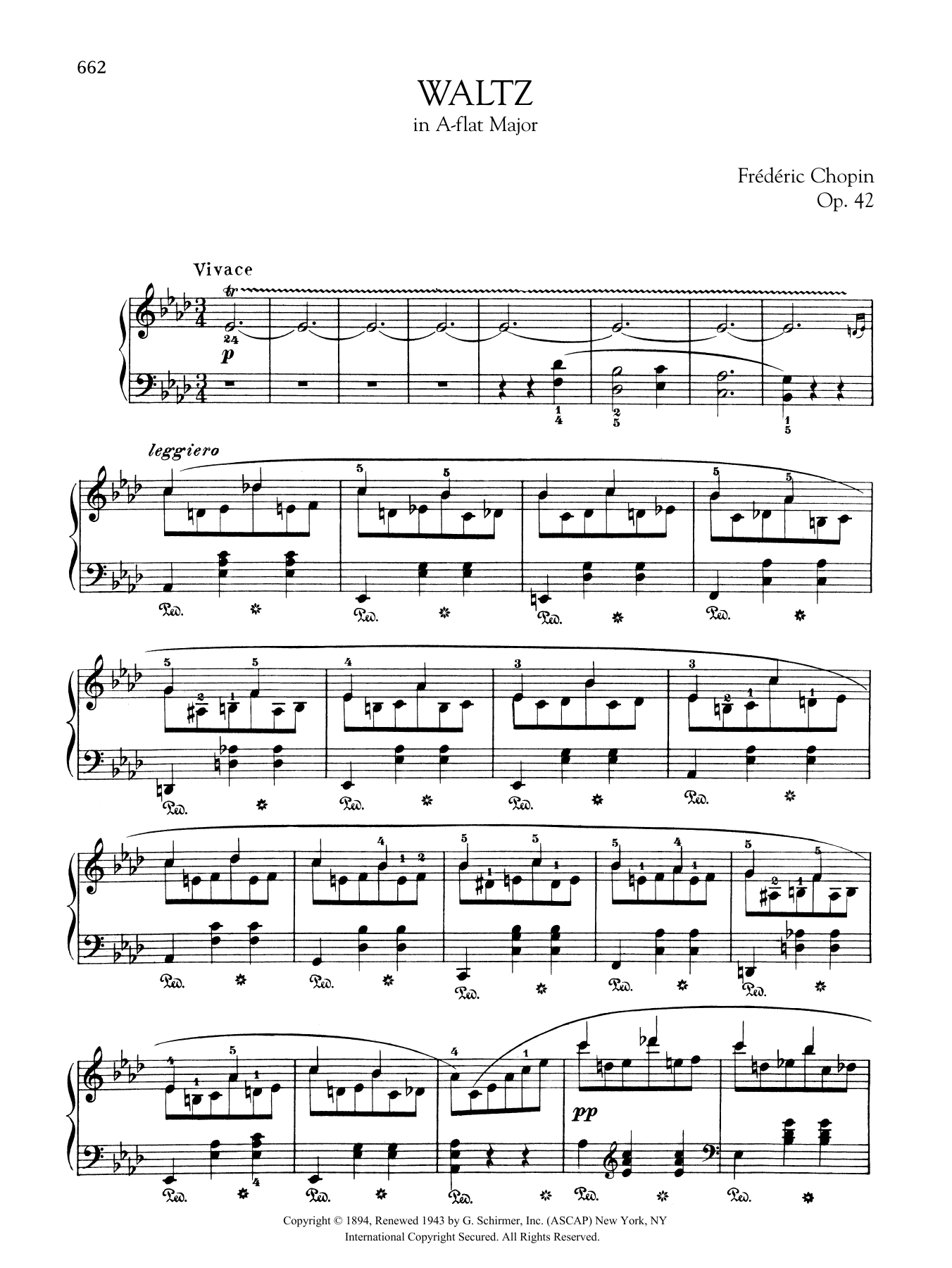 Download Frederic Chopin Waltz in A-flat Major, Op. 42 Sheet Music