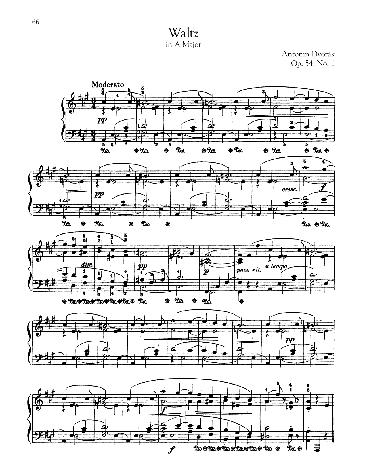 Download Antonin Dvorak Waltz In A Major, Op. 54, No. 1 Sheet Music