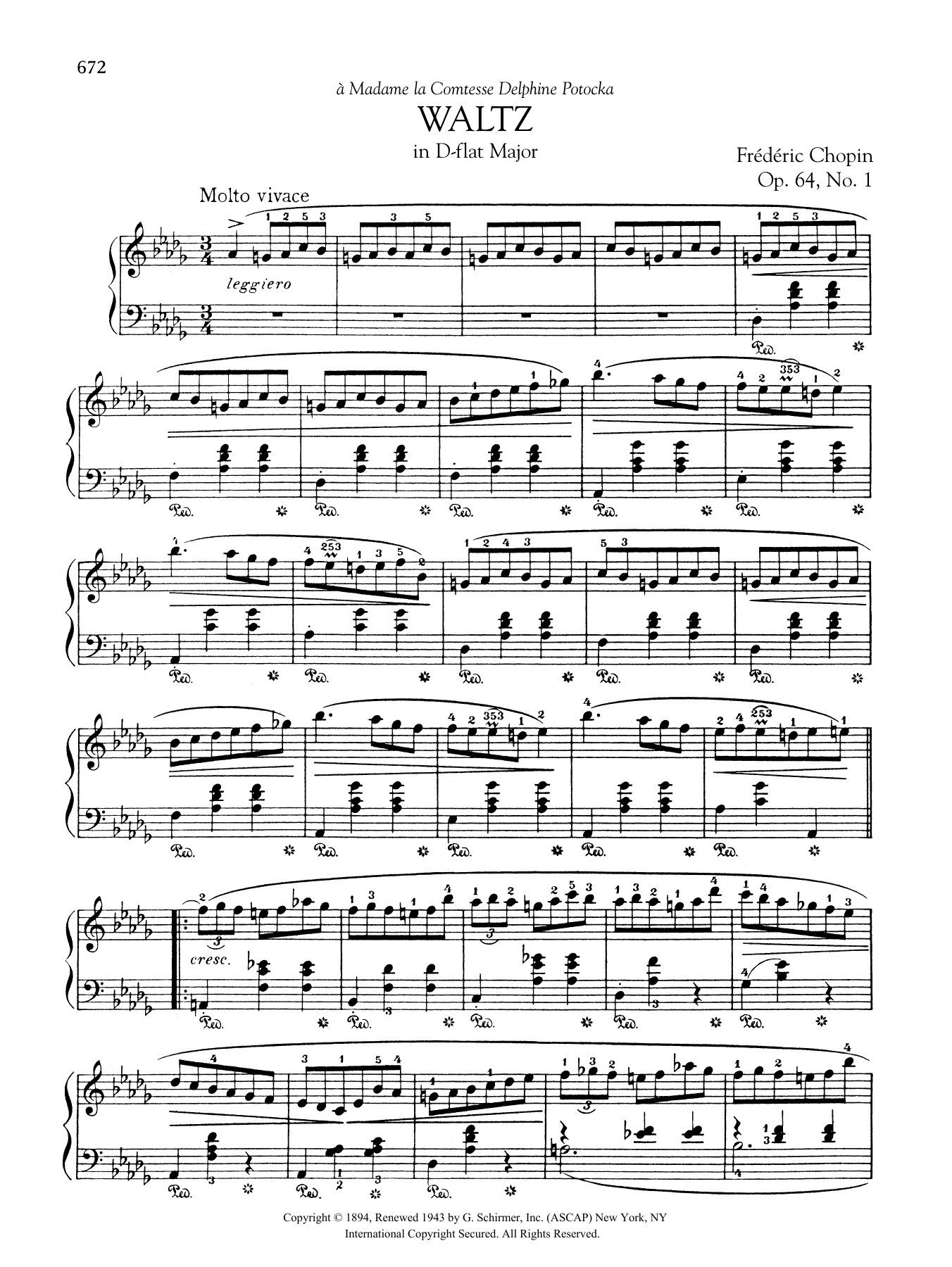 Download Frederic Chopin Waltz in D-flat Major, Op. 64, No. 1 Sheet Music