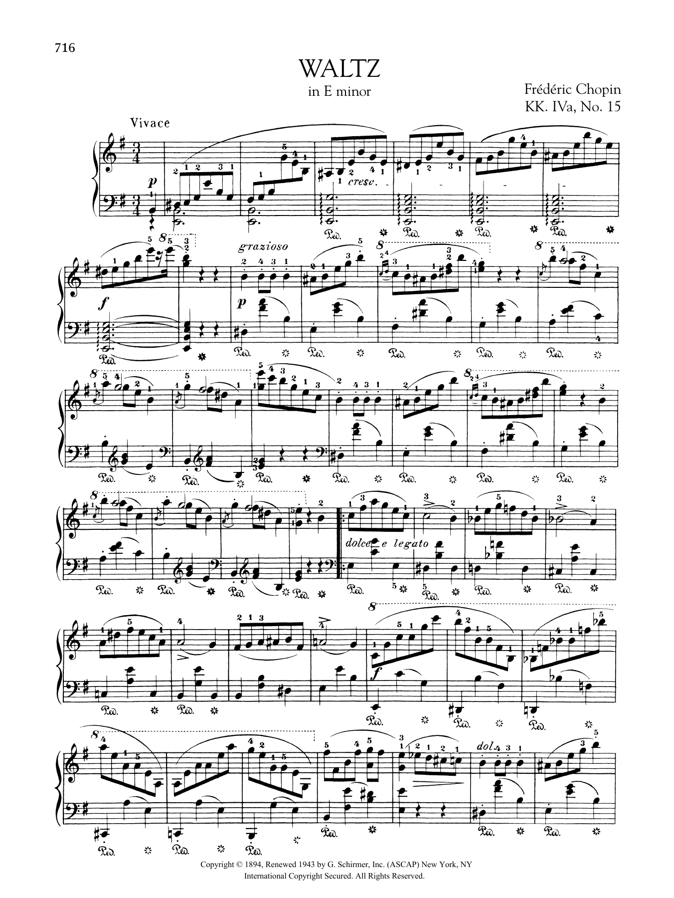 Download Frederic Chopin Waltz in E minor, KK. IVa, No. 15 Sheet Music