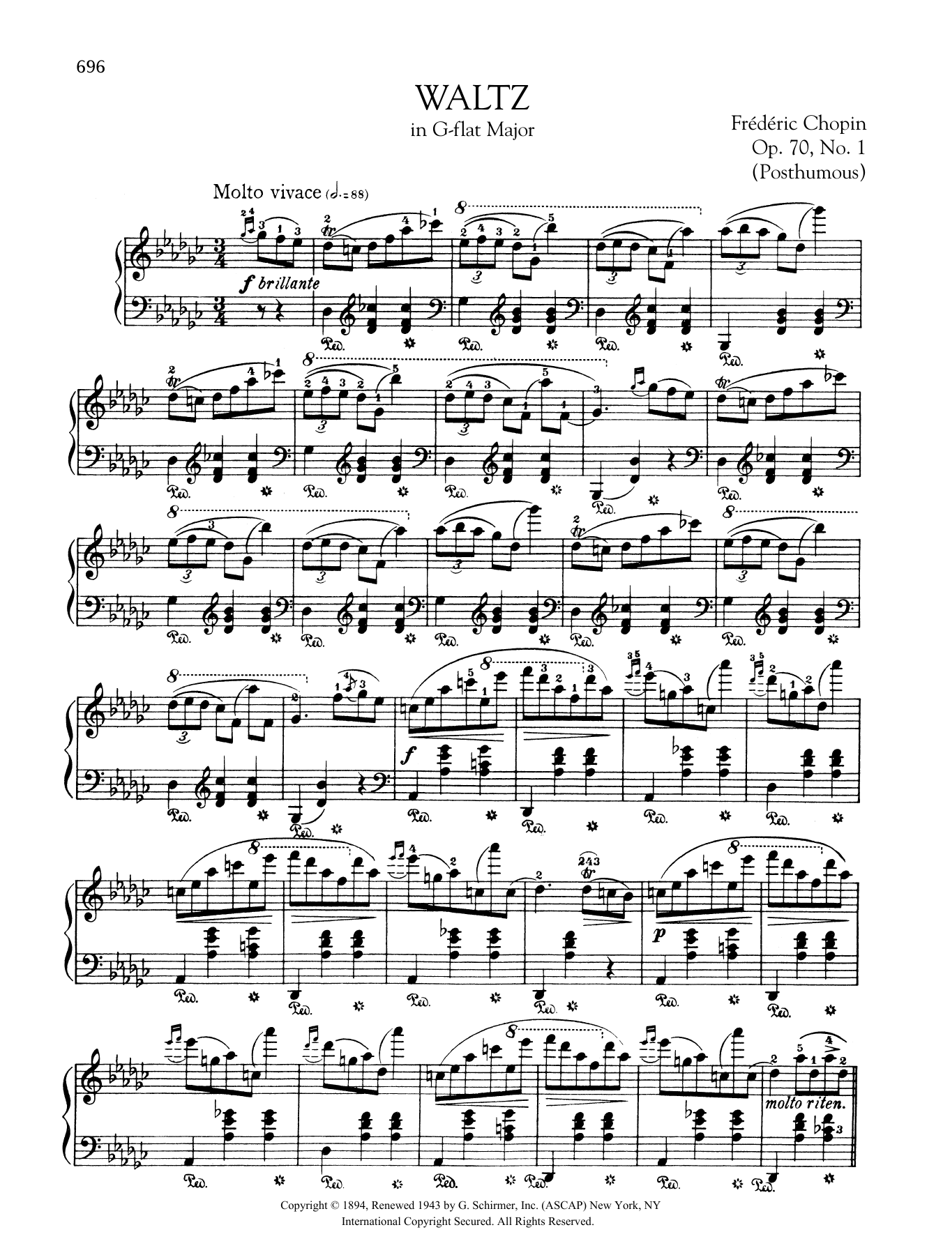 Download Frederic Chopin Waltz in G-flat Major, Op. 70, No. 1 (P Sheet Music