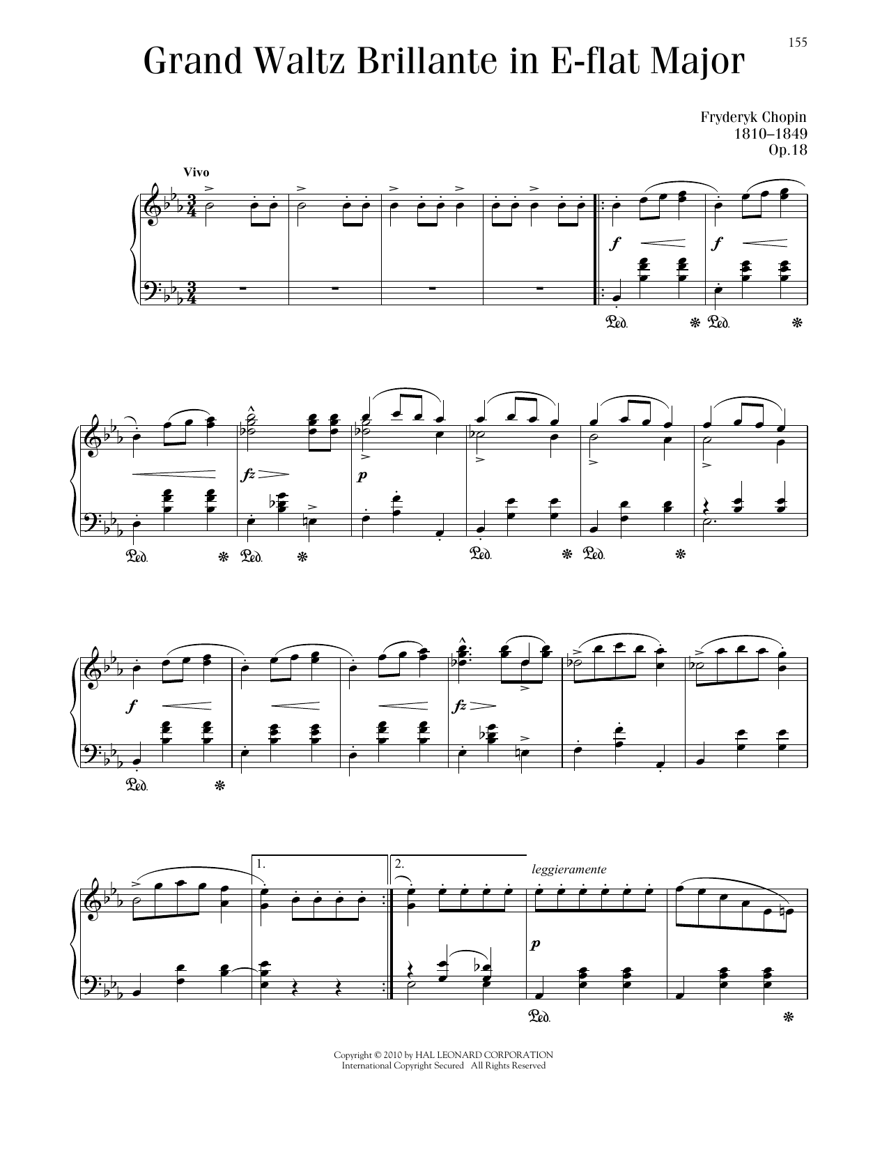 Frédéric Chopin Waltz No. 1, Op. 18 sheet music notes printable PDF score
