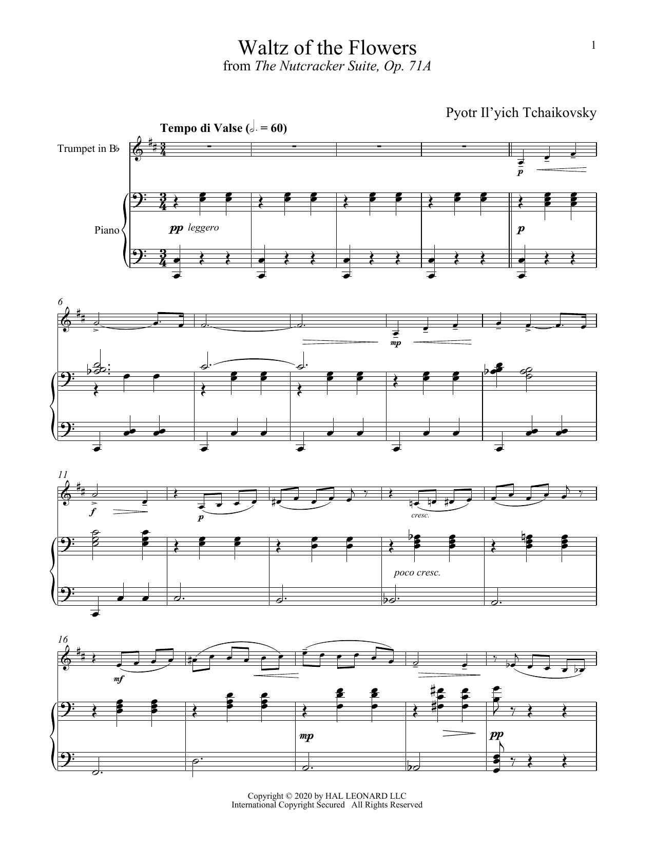 Download Pyotr Il'yich Tchaikovsky Waltz Of The Flowers, Op. 71a Sheet Music