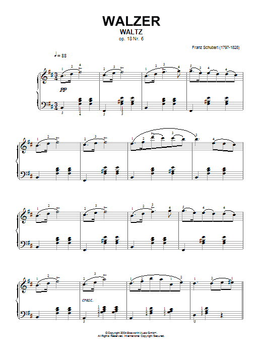 Download Franz Schubert Waltz Op.18, No.6 Sheet Music