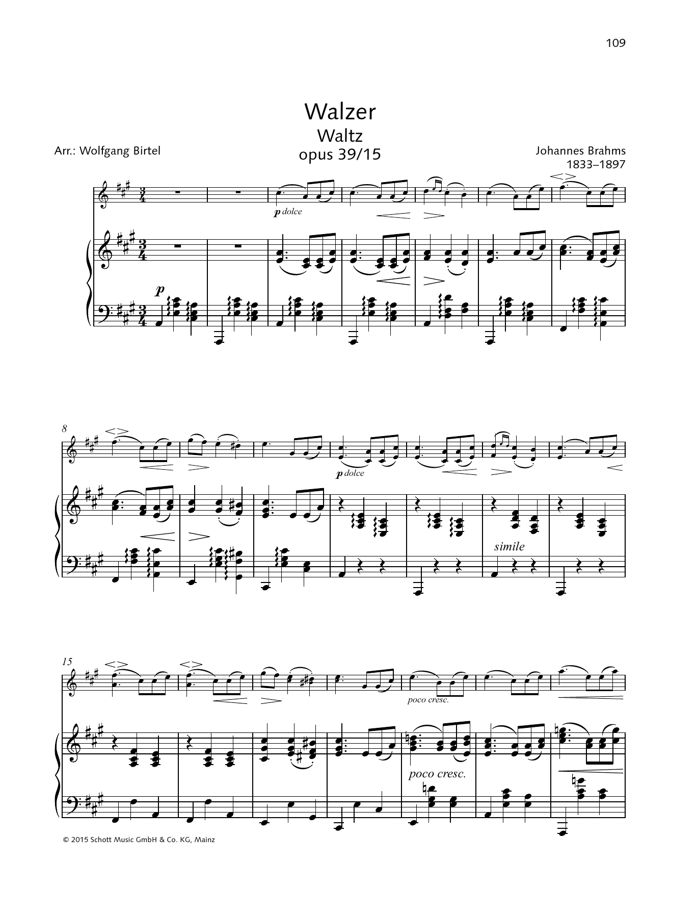 Download Johannes Brahms Waltz Sheet Music