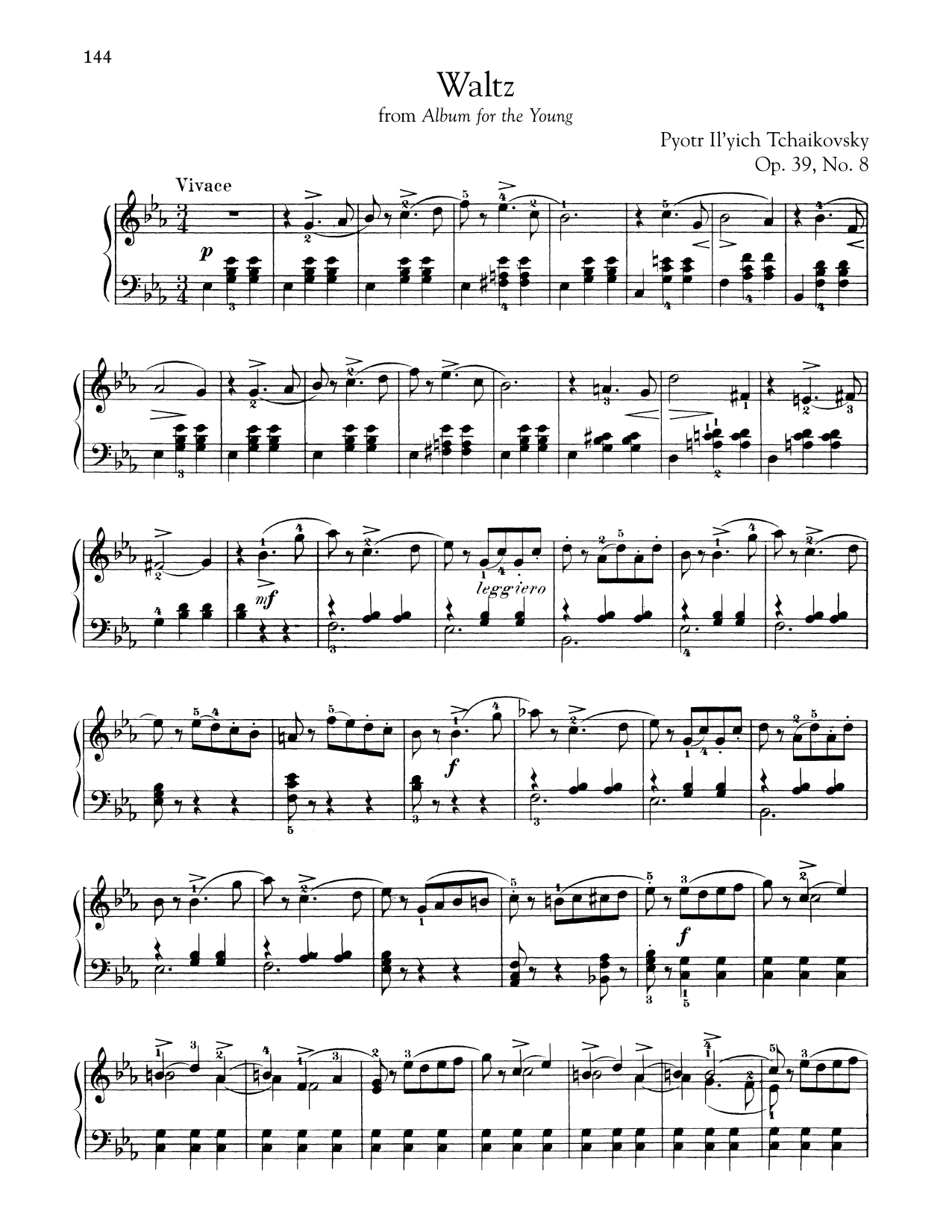 Download Pyotr Ilyich Tchaikovsky Waltz, Op. 39, No. 8 Sheet Music