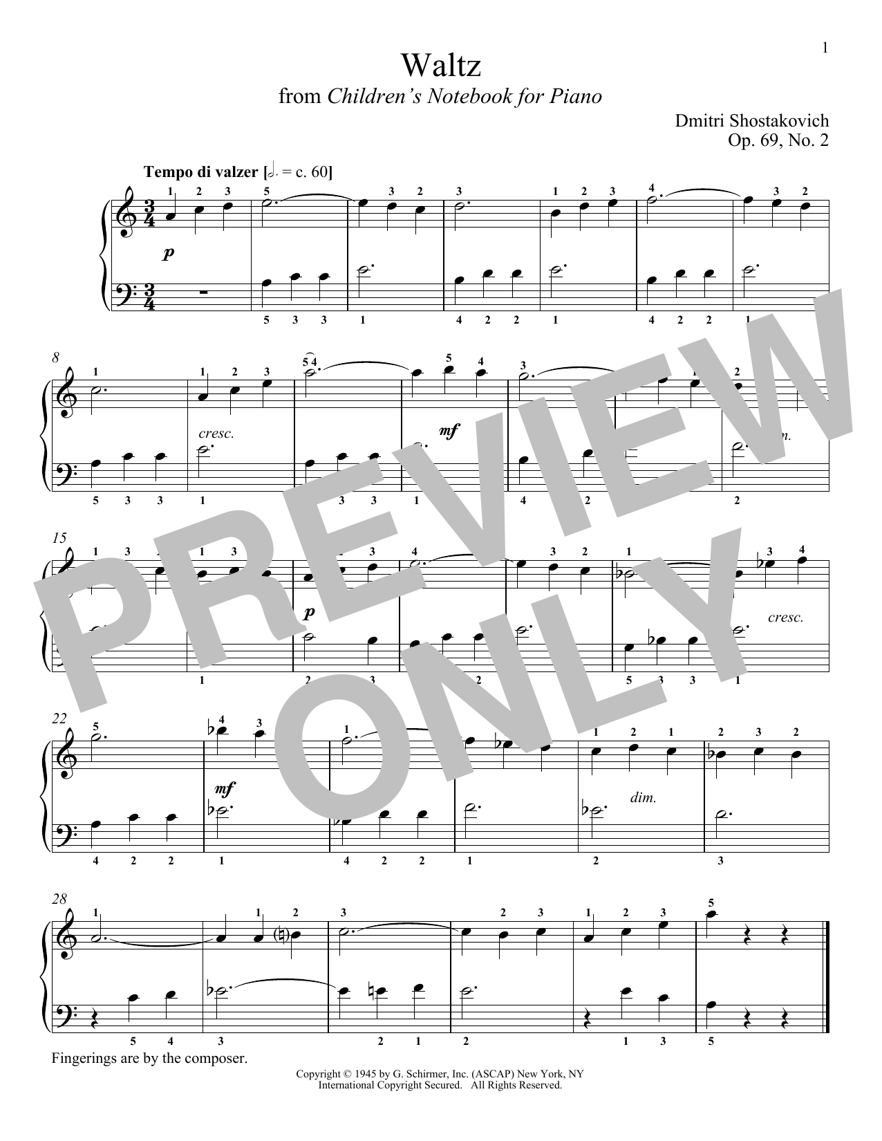 Download Dmitri Shostakovich Waltz, Op. 69, No. 2 Sheet Music