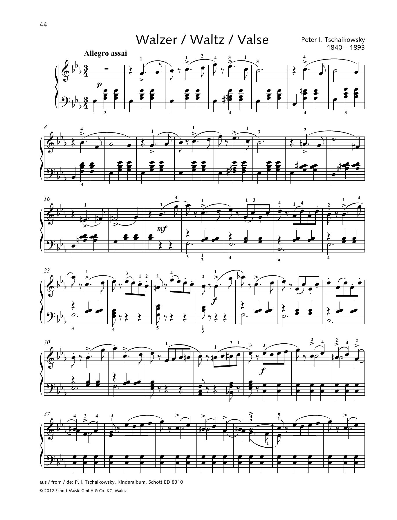 Download Pyotr Il'yich Tchaikovsky Waltz Sheet Music