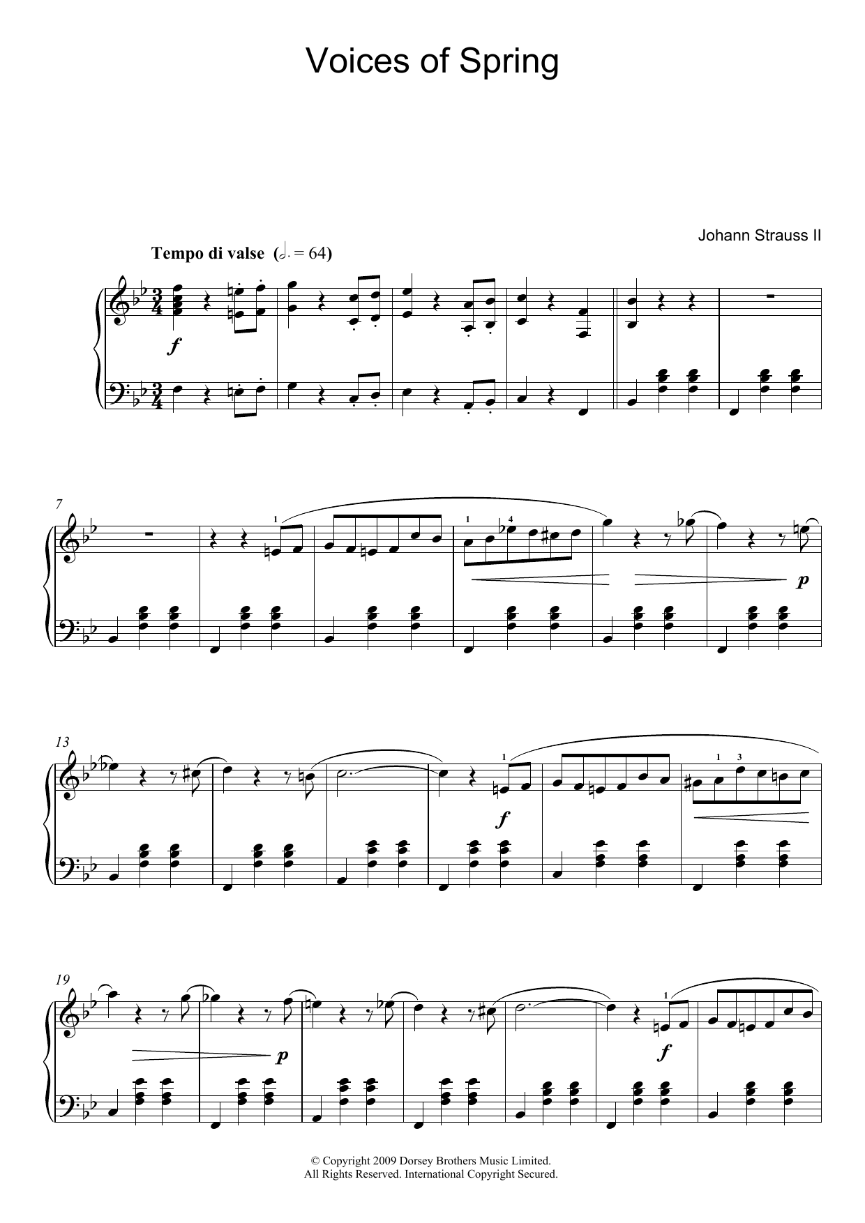 Download Johann Strauss II Waltz: Voices Of Spring Sheet Music