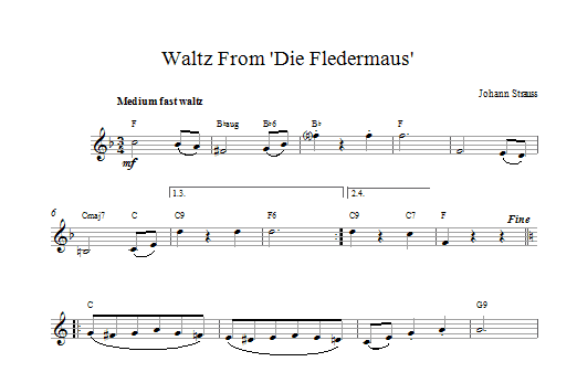 Johann Strauss II Die Fledermaus Waltz sheet music notes printable PDF score