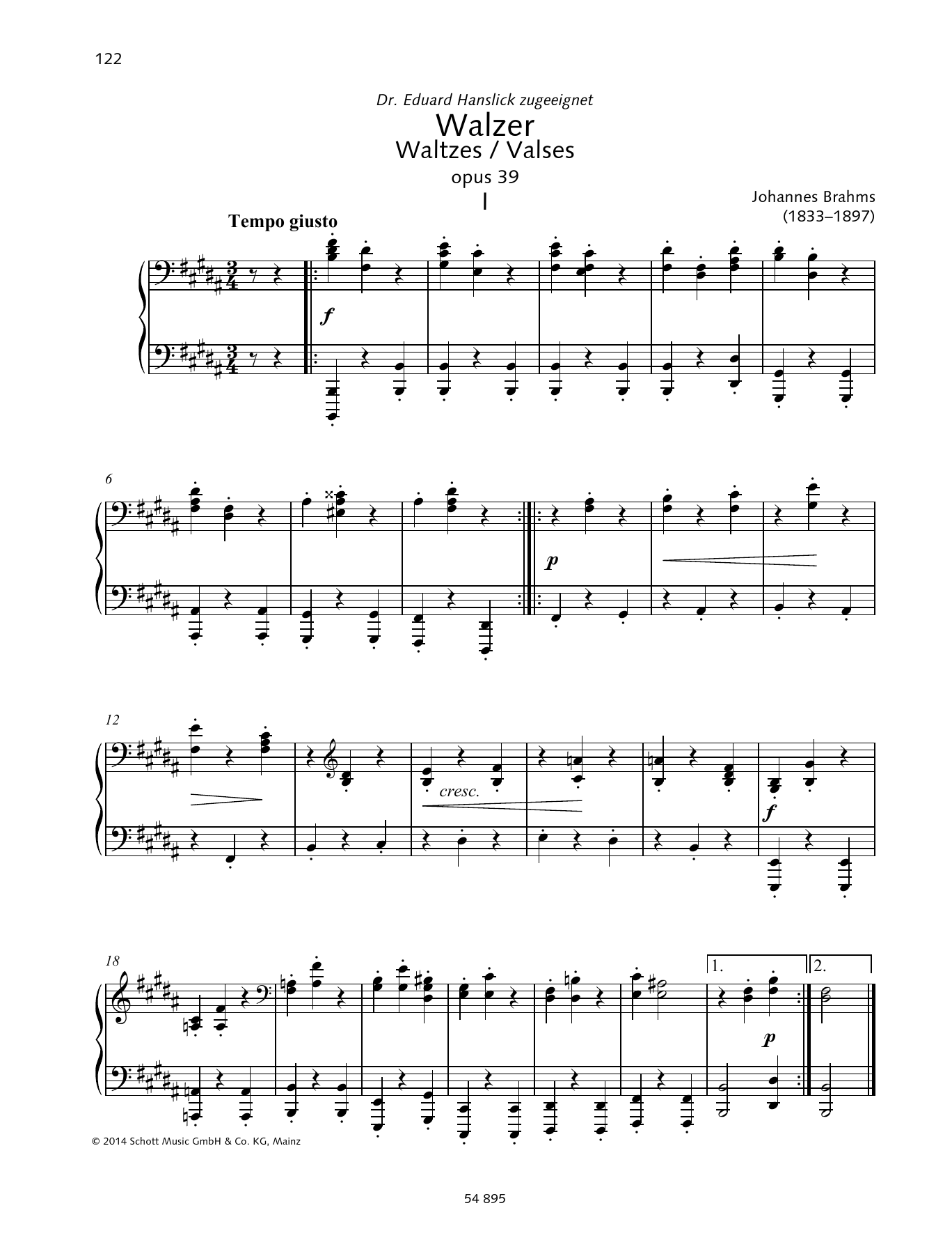 Download Johannes Brahms Waltzes Sheet Music