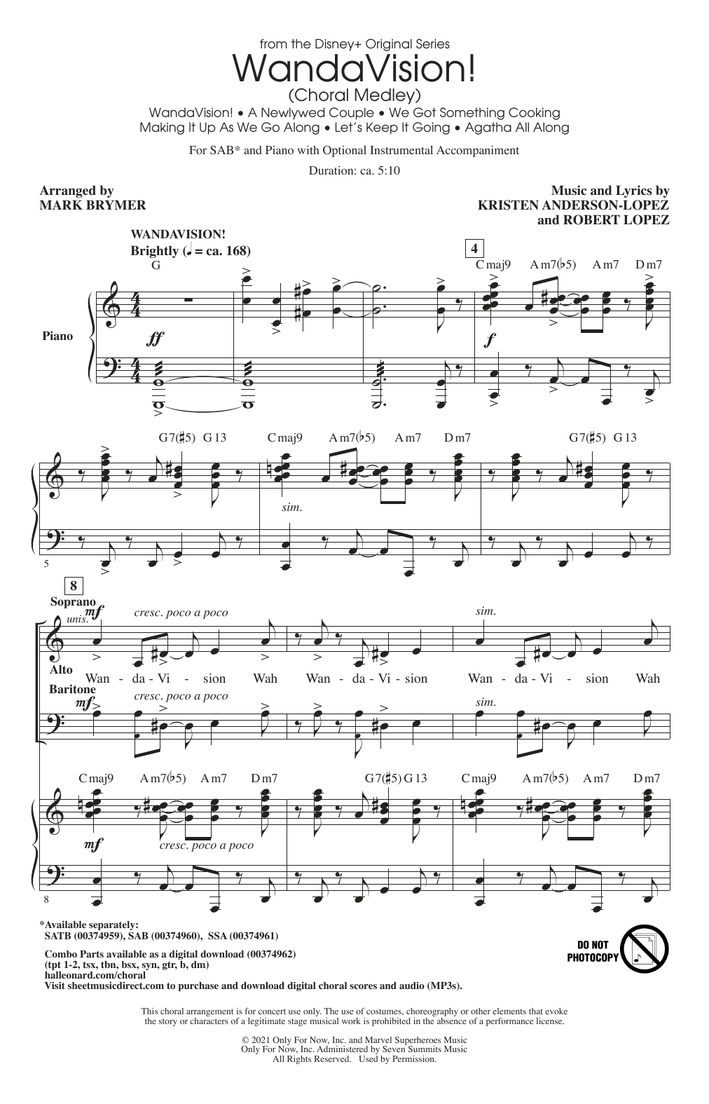 Download Kristen Anderson-Lopez & Robert Lope WandaVision! (Choral Medley) (arr. Mark Sheet Music